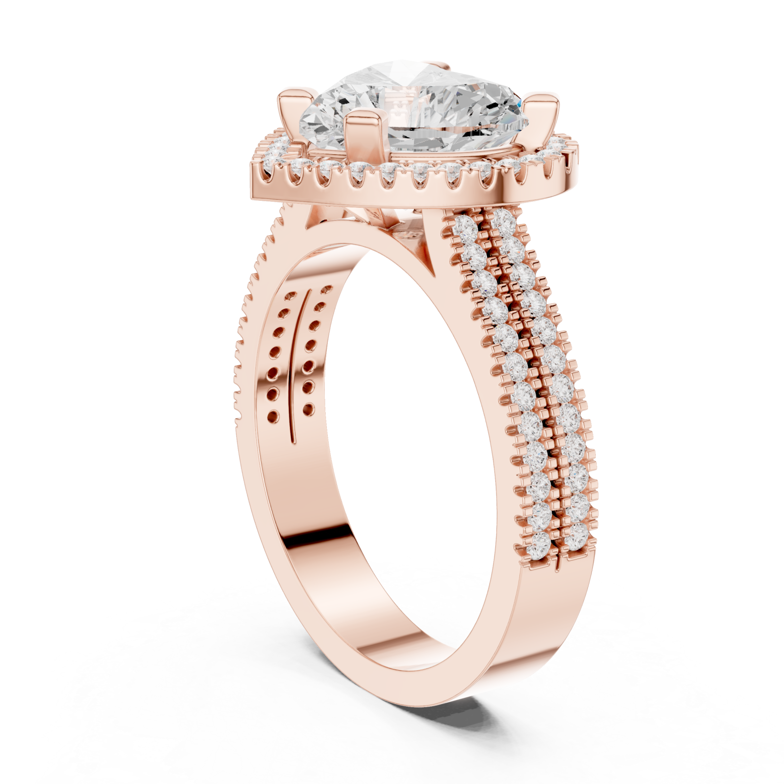  Rose Gold Radiant Heart Silhouette Ring Left View