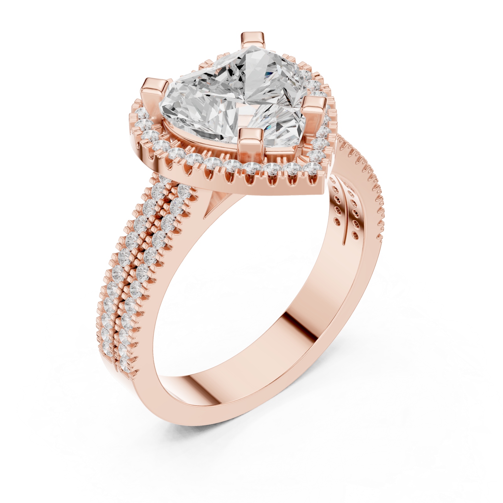  Rose Gold Radiant Heart Silhouette Ring Right View