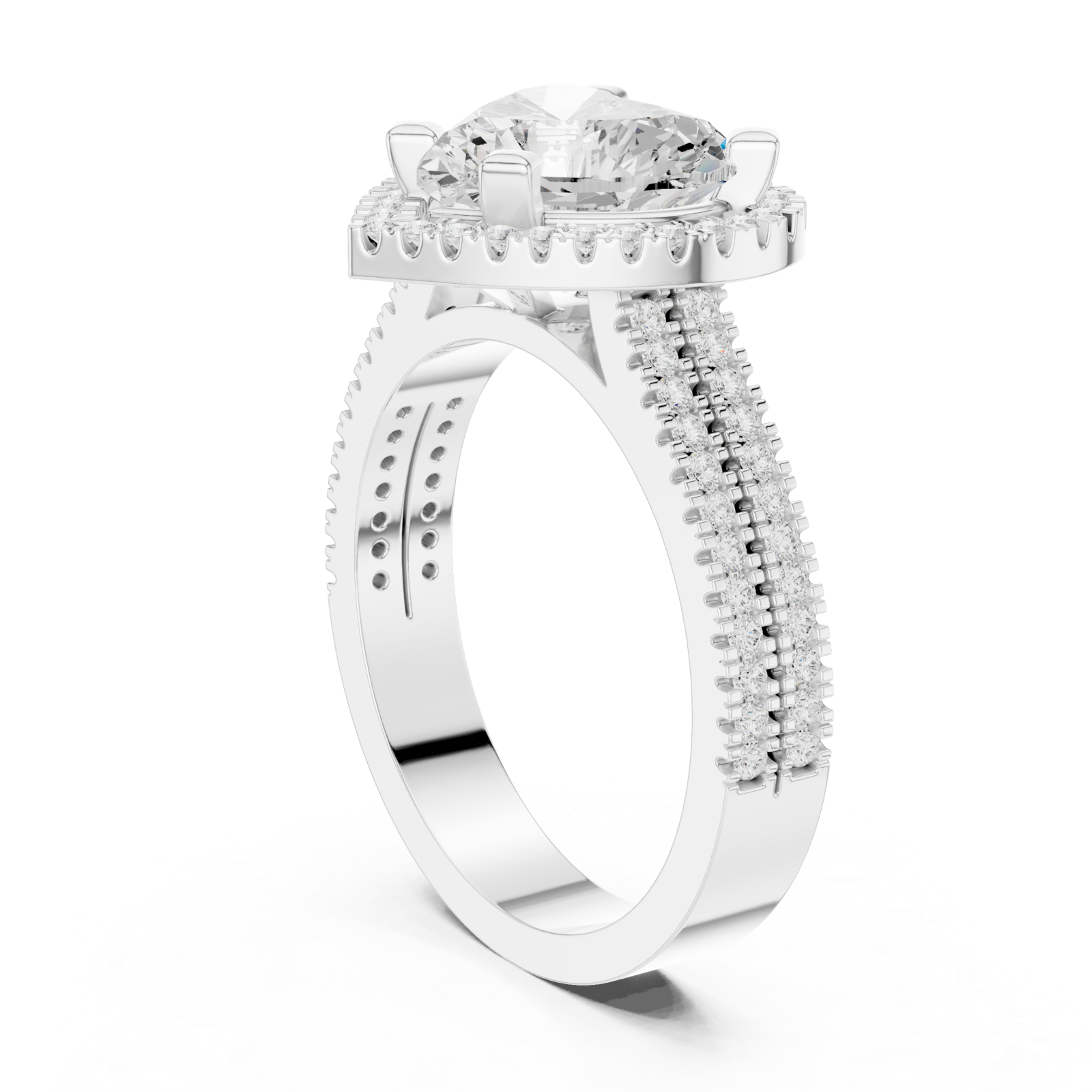 White Gold Radiant Heart Silhouette Ring Left View