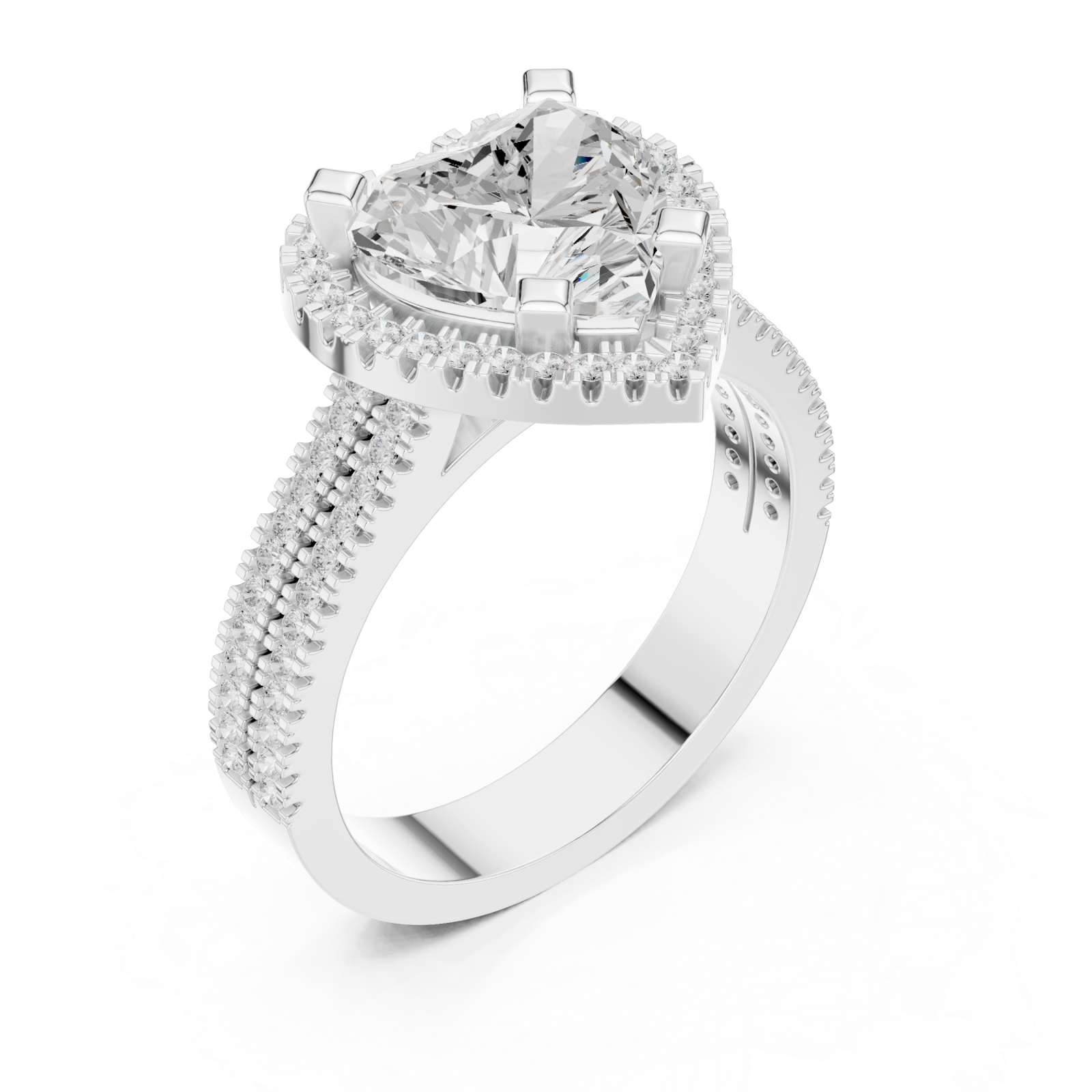  White Gold Radiant Heart Silhouette Ring Right View