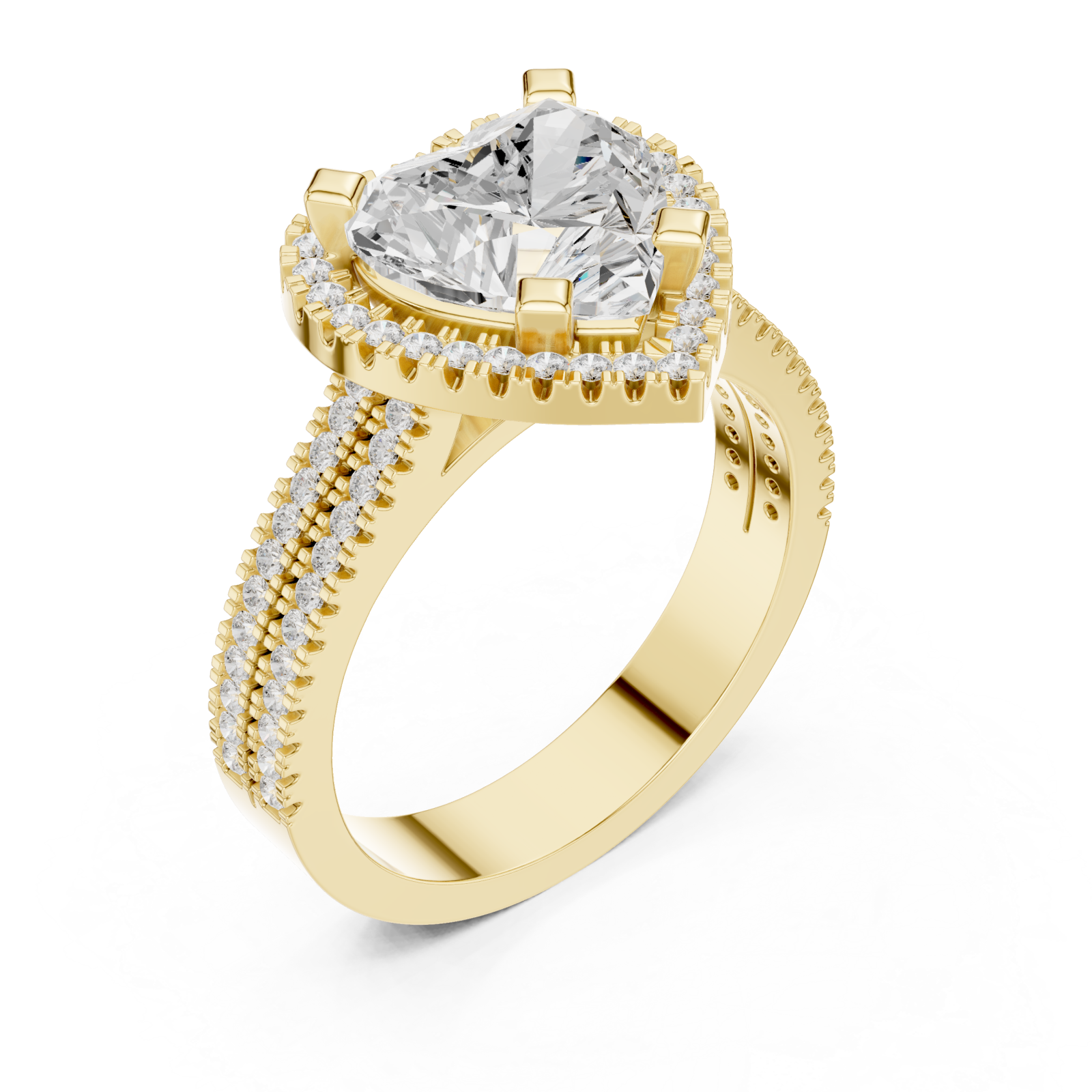 Gold Radiant Heart Silhouette Ring Right View
