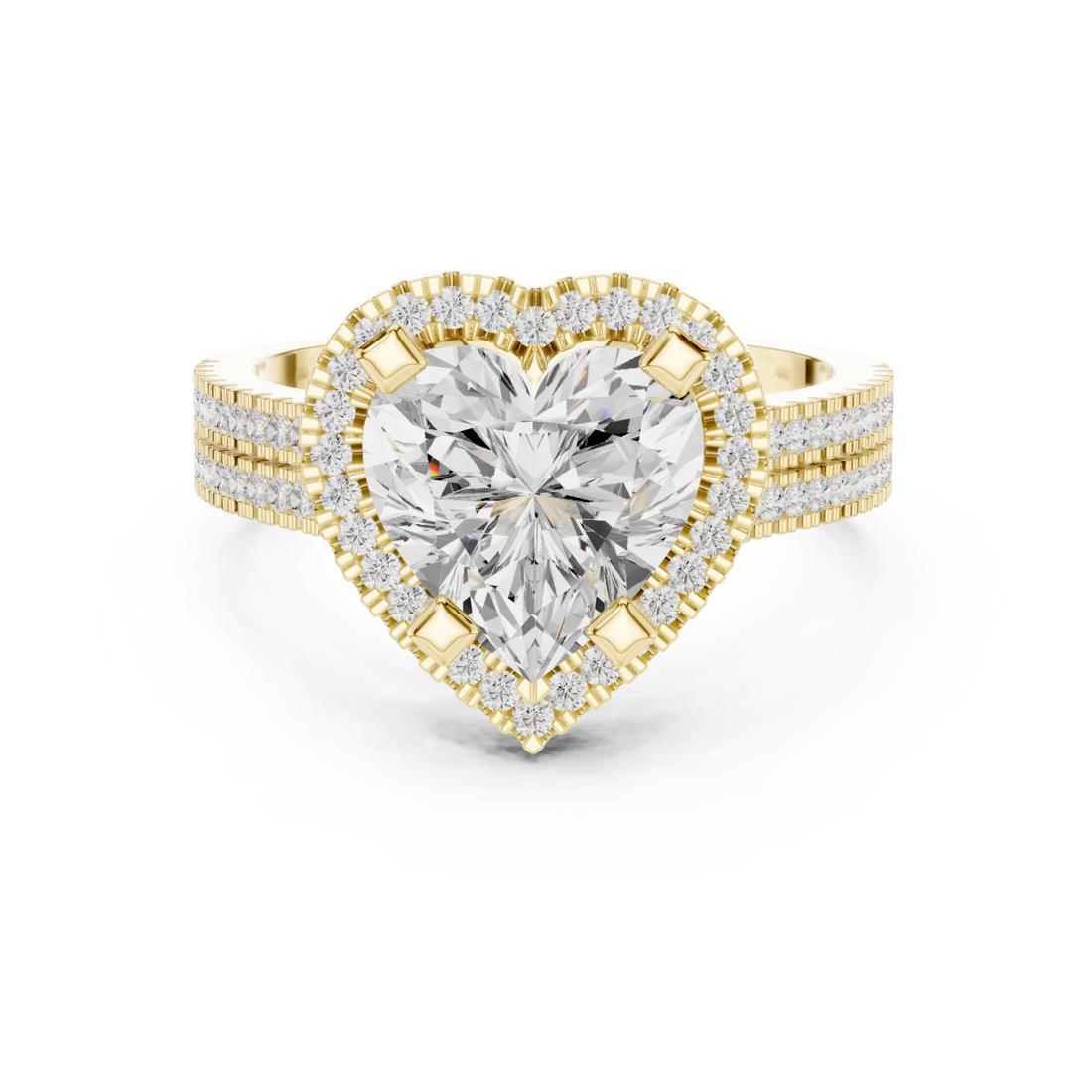 Gold Radiant Heart Silhouette Ring Right View