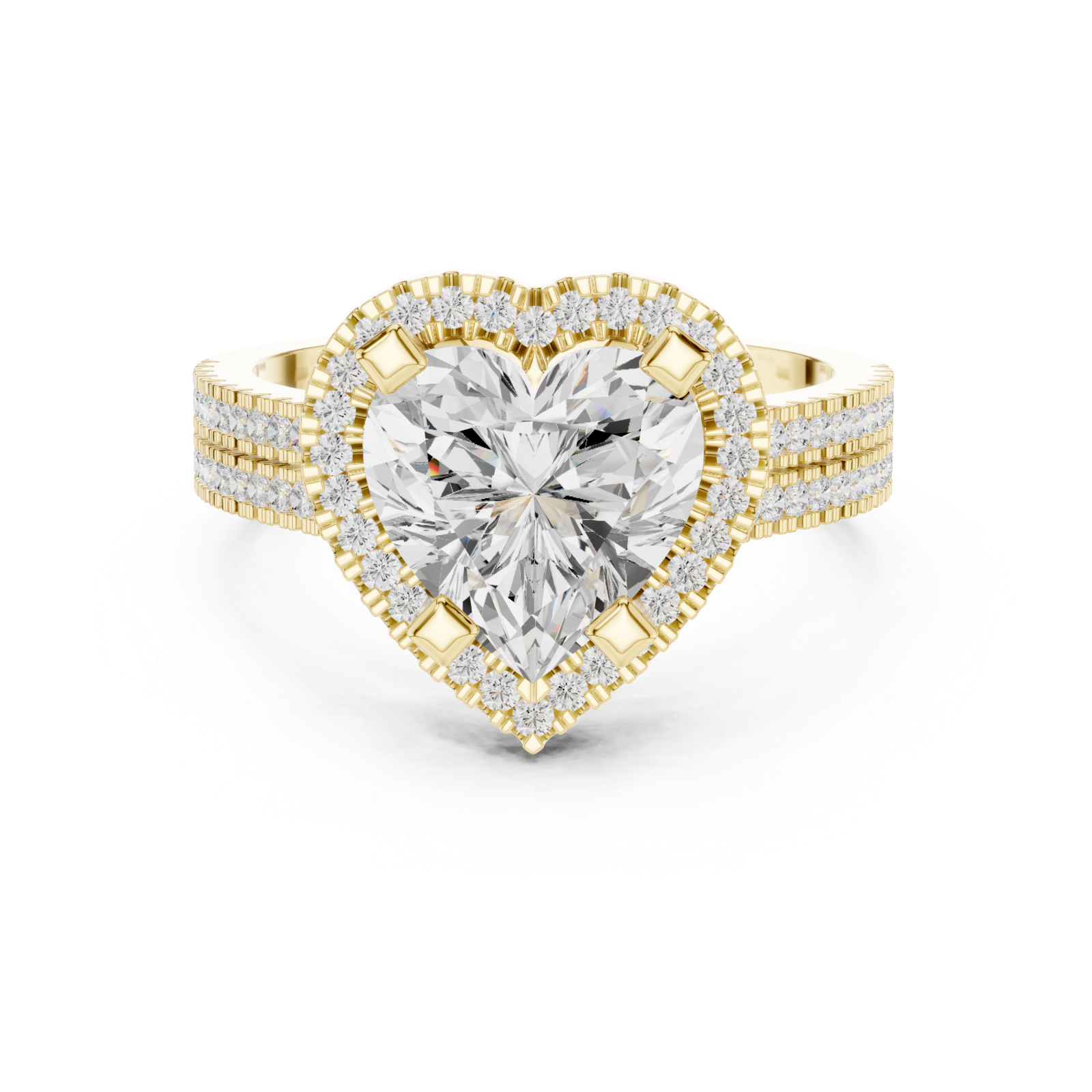  Gold Radiant Heart Silhouette Ring Front View