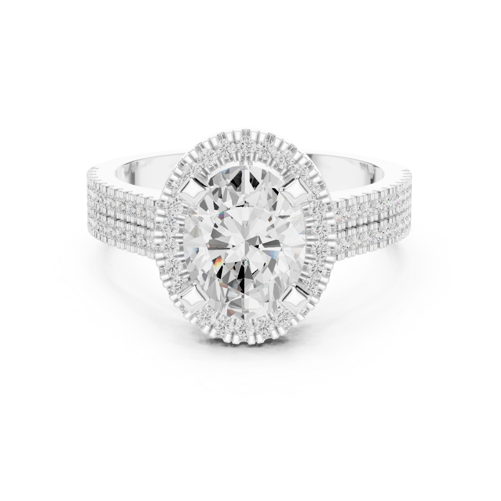  White Gold Grand Ovation Regal Statement Ring Front View