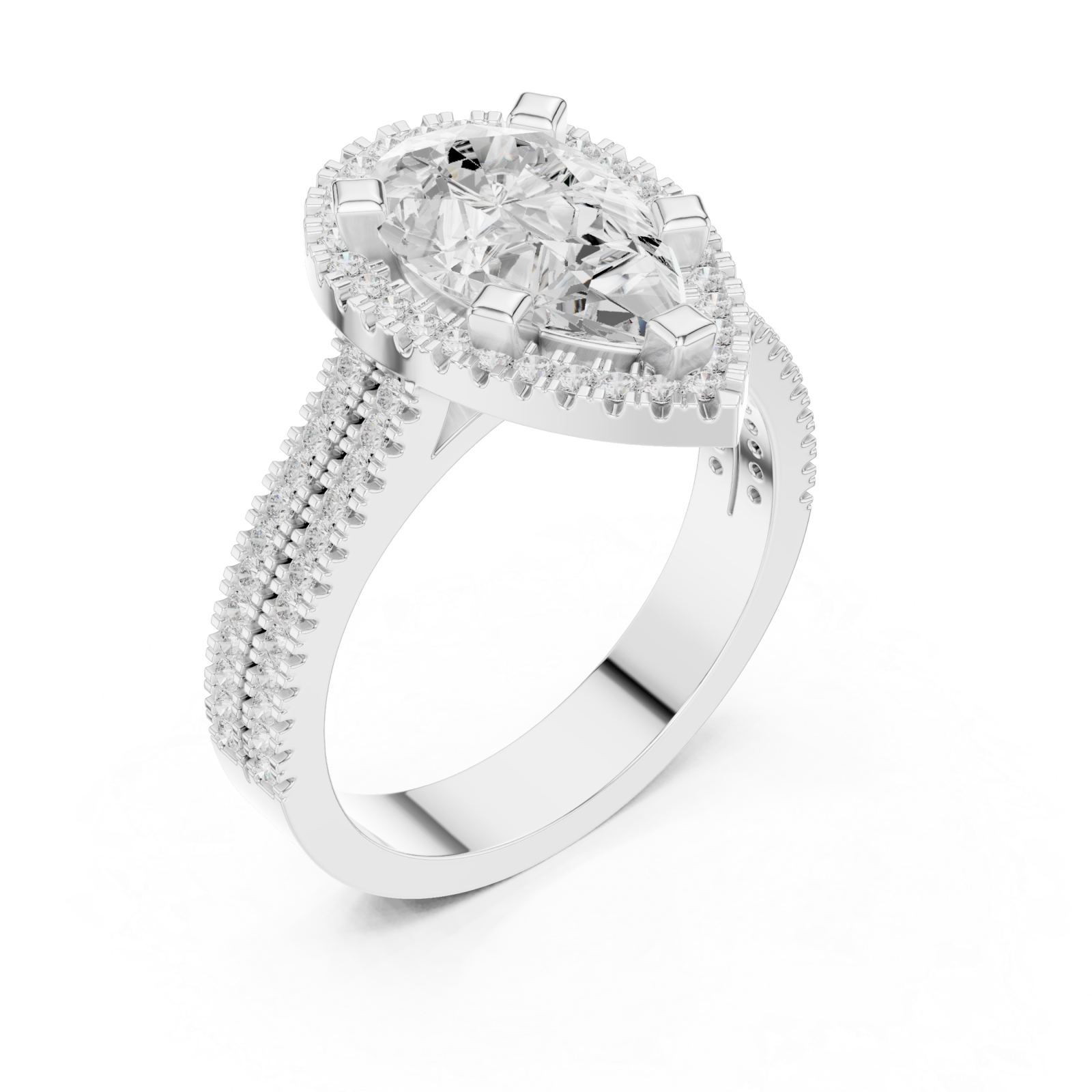  White Gold Radiant Majesty Pear Halo Ring Right View