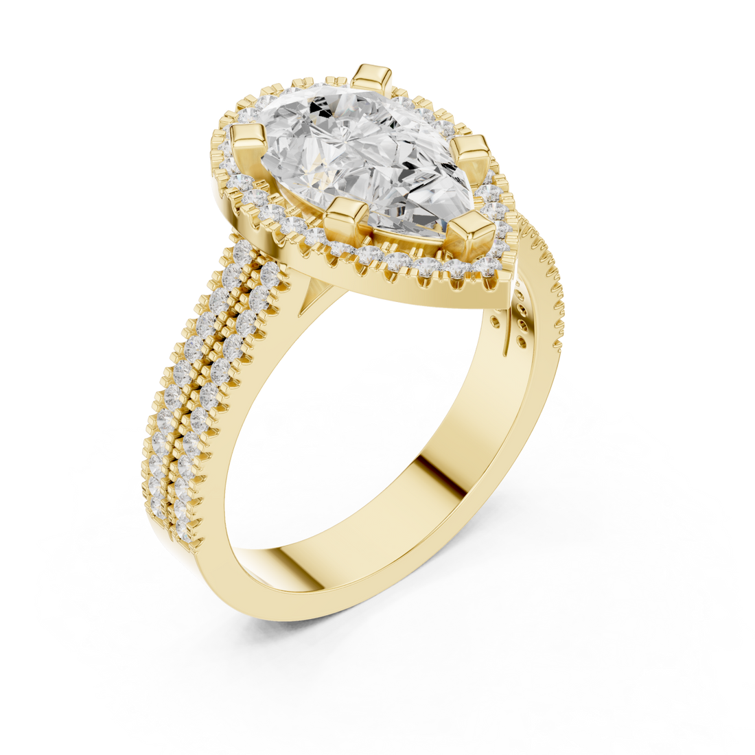 Gold Radiant Majesty Pear Halo Ring Right View