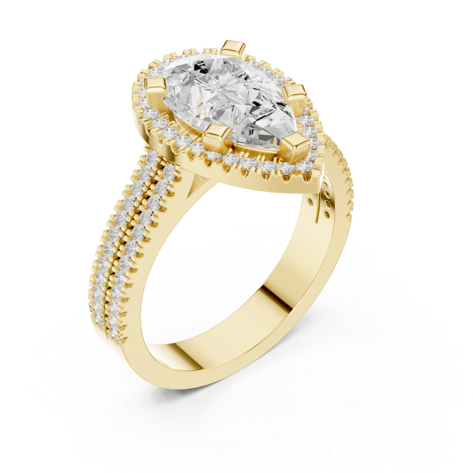 Gold Radiant Majesty Pear Halo Ring Right View
