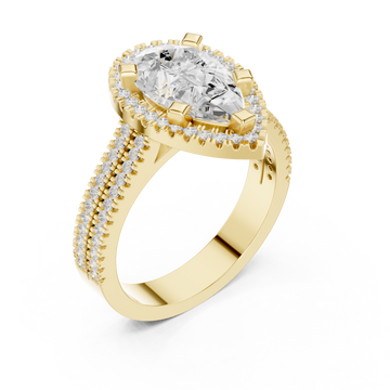 Gold Radiant Majesty Pear Halo Ring Right View