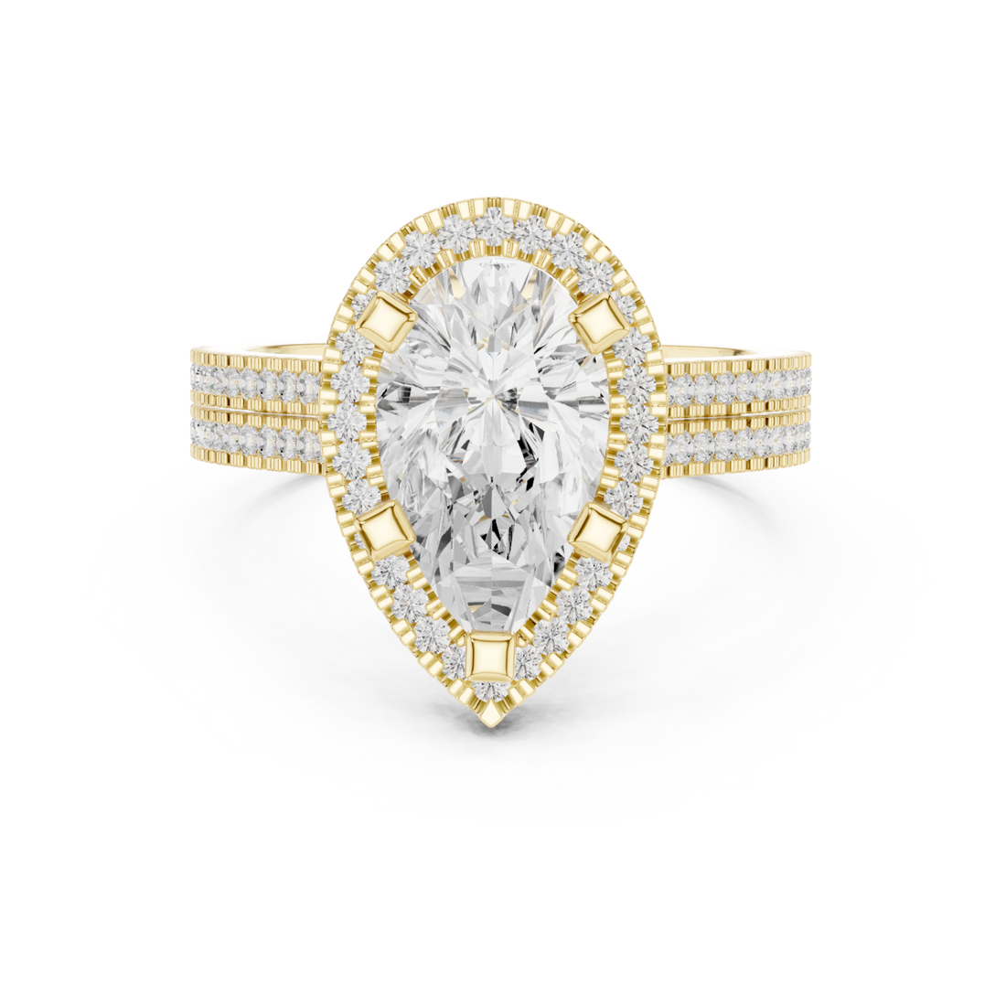 Gold Radiant Majesty Pear Halo Ring Right View