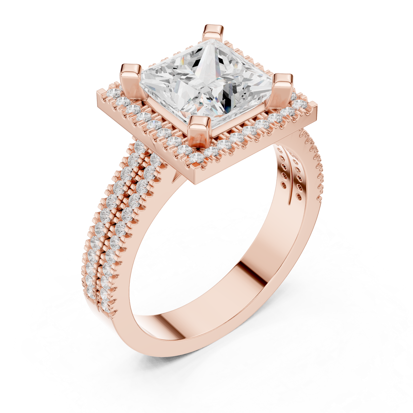  Rose Gold Majestic Square Glow Ring Right View