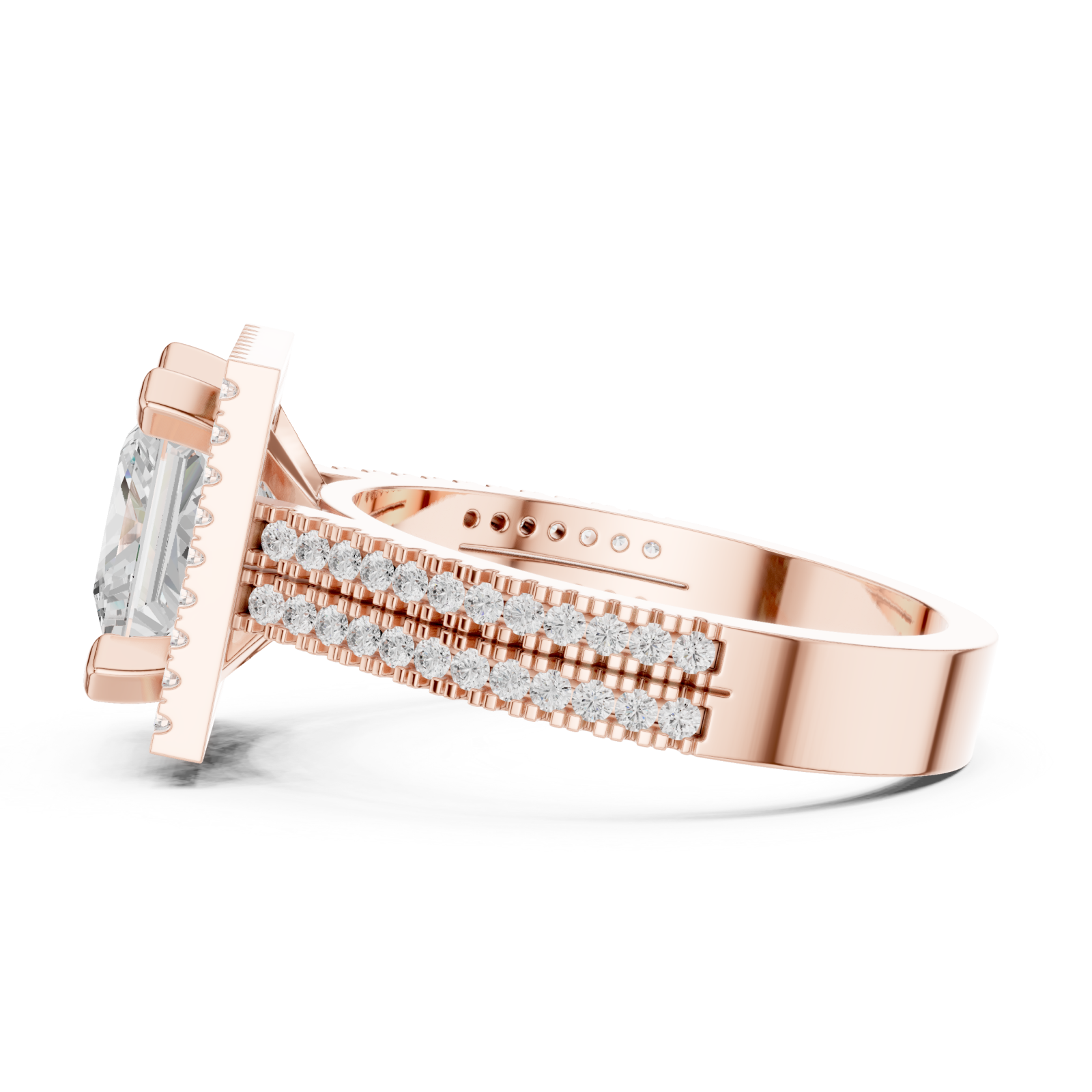  Rose Gold Majestic Square Glow Ring Side View