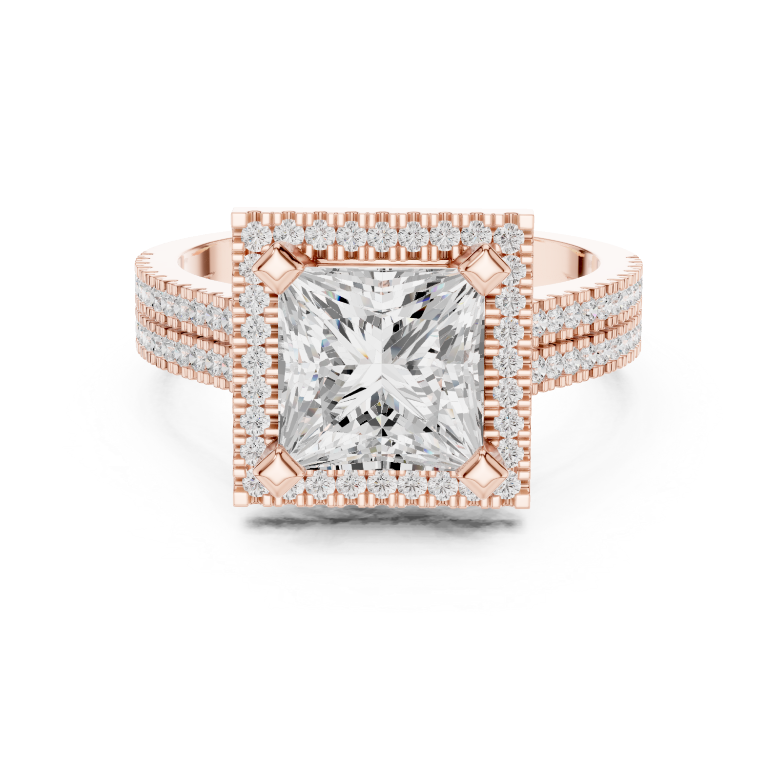  Rose Gold Majestic Square Glow Ring Front View