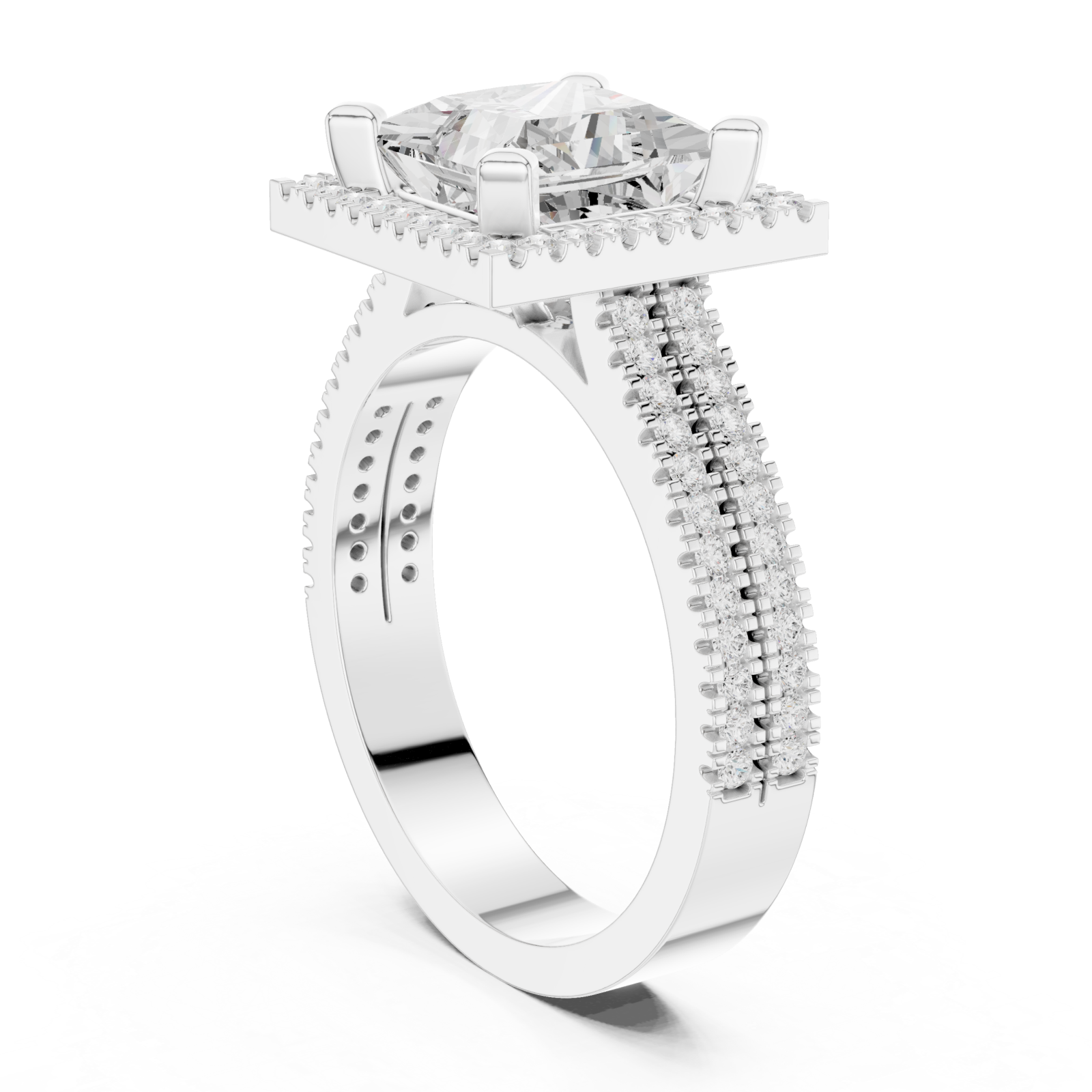  White Gold Majestic Square Glow Ring Left View