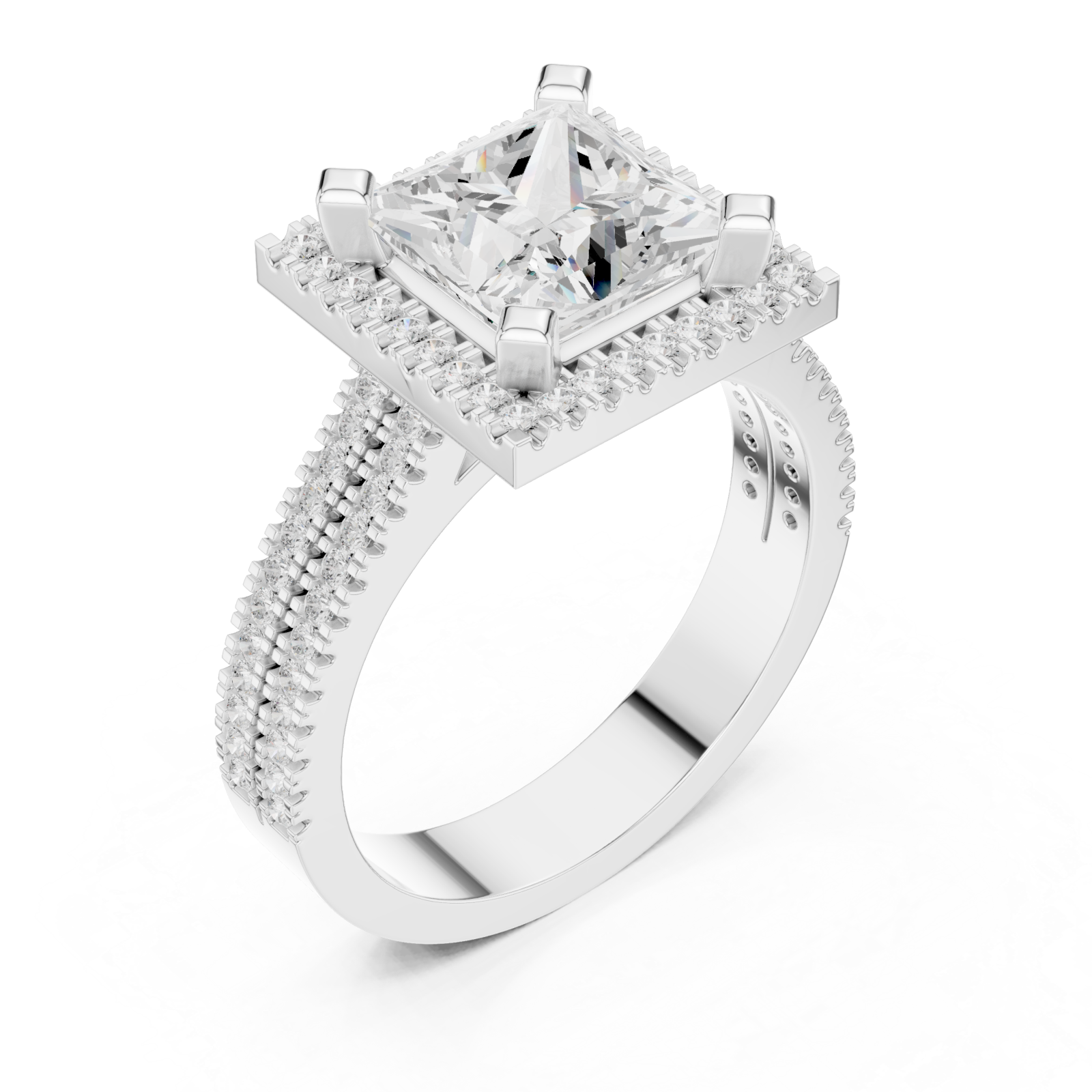  White Gold Majestic Square Glow Ring Right View