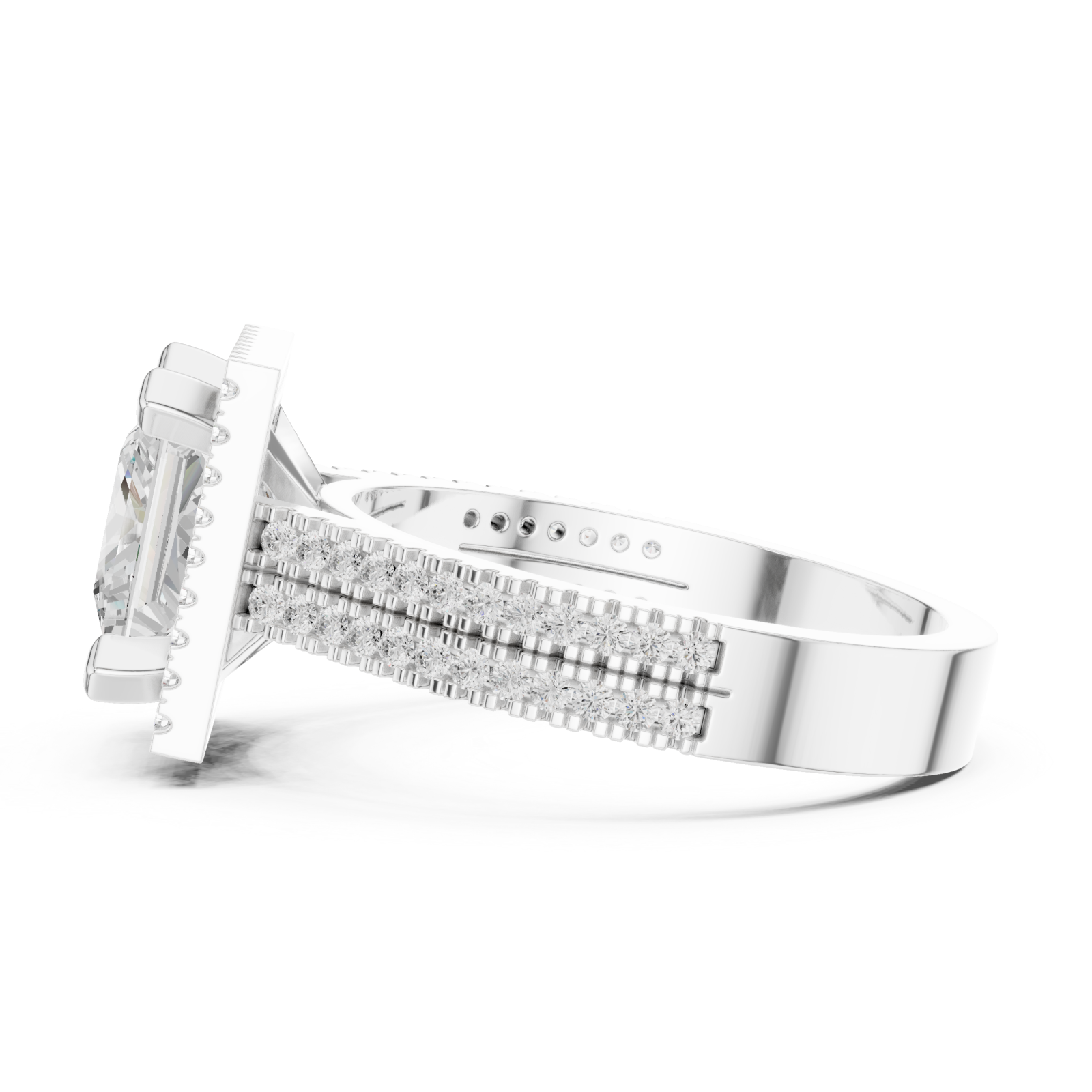  White Gold Majestic Square Glow Ring Side View