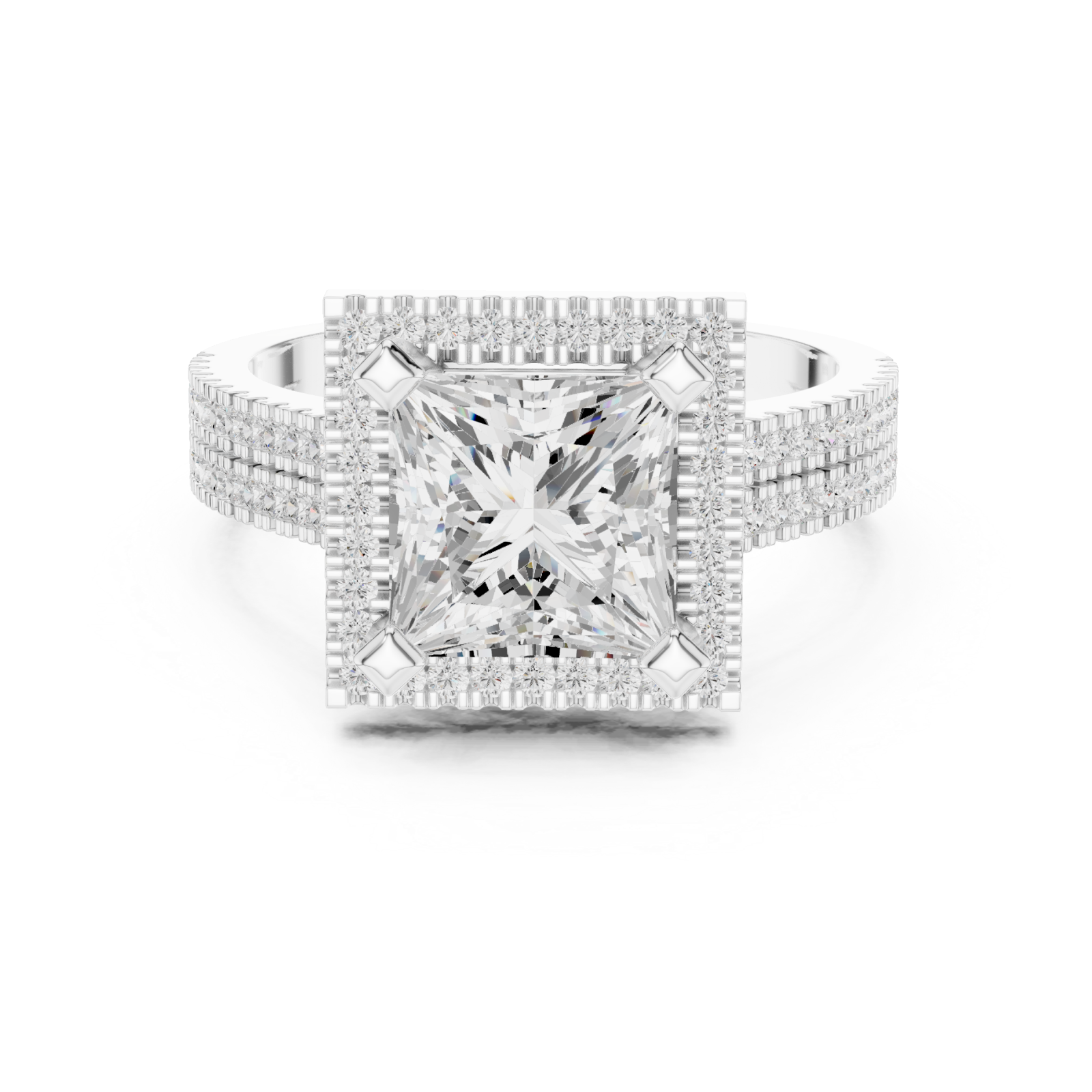  White Gold Majestic Square Glow Ring Front View