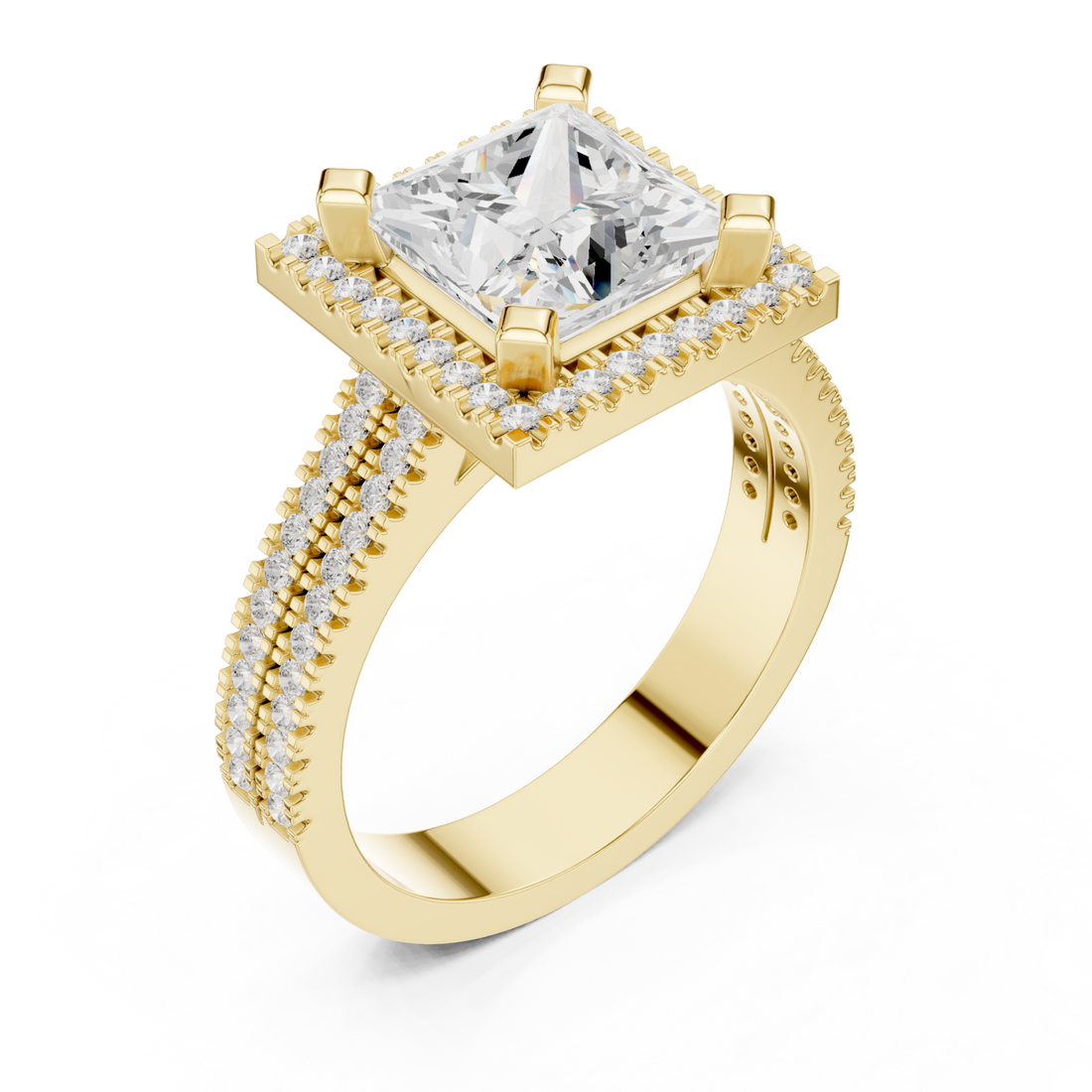 Gold Majestic Square Glow Ring Right View