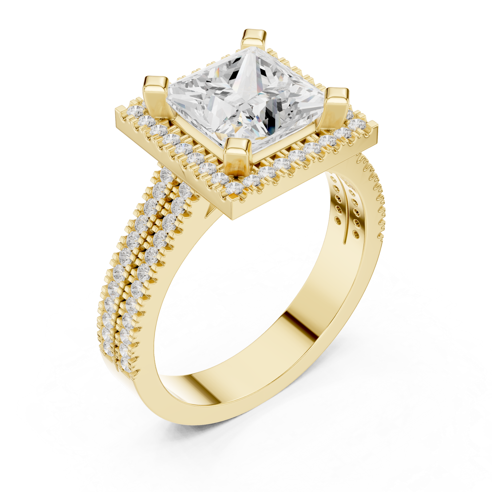 Gold Majestic Square Glow Ring Right View