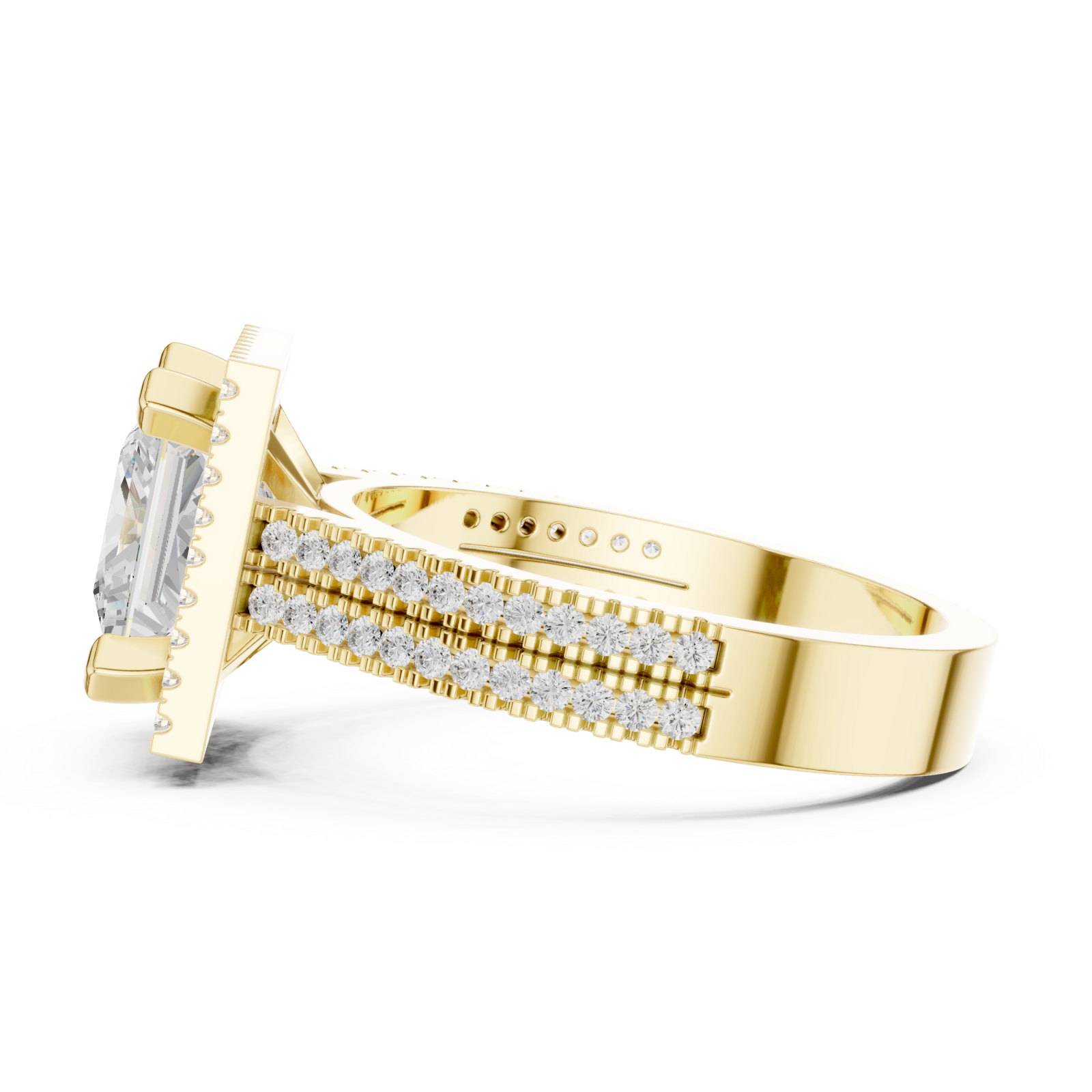  Gold Majestic Square Glow Ring Side View