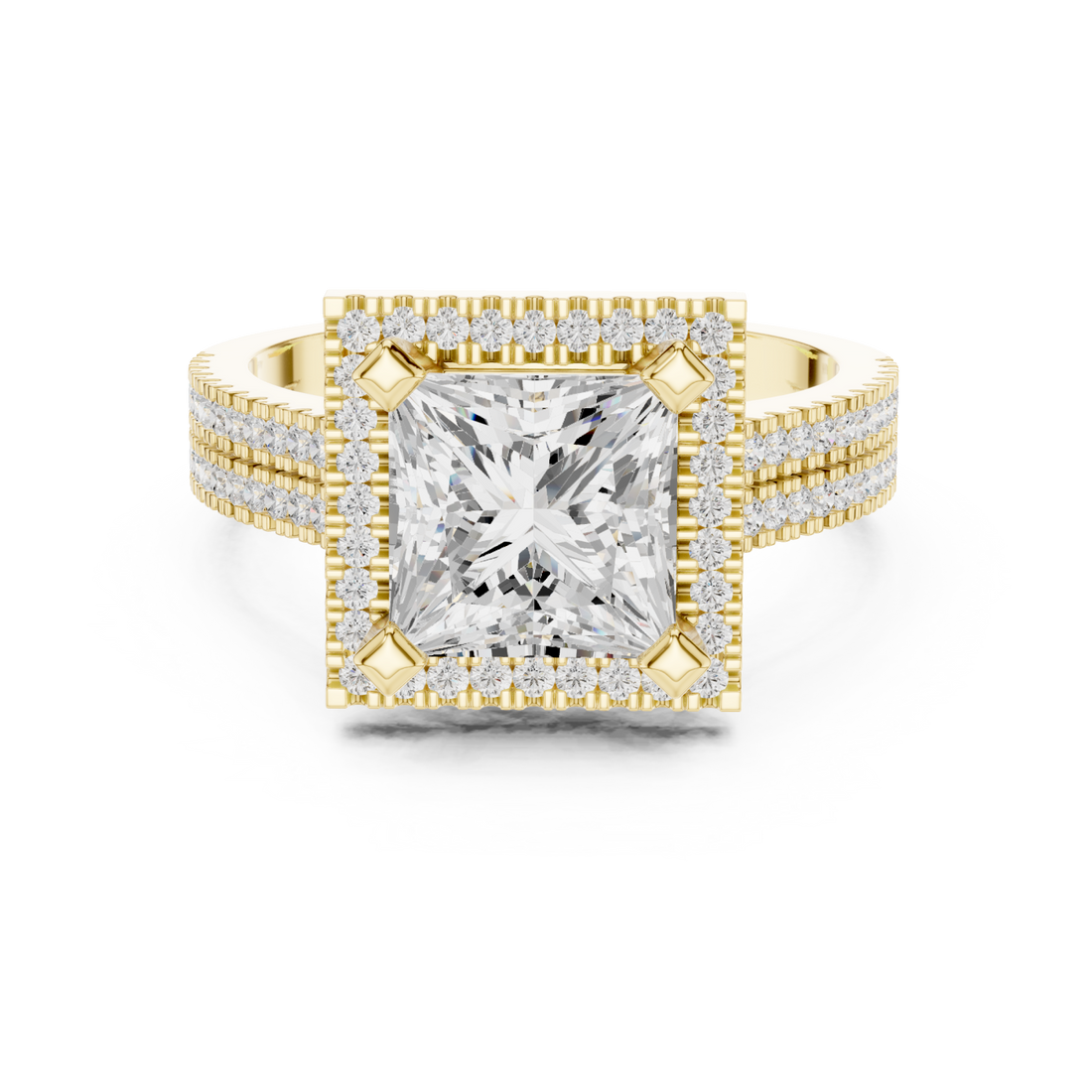 Gold Majestic Square Glow Ring Right View
