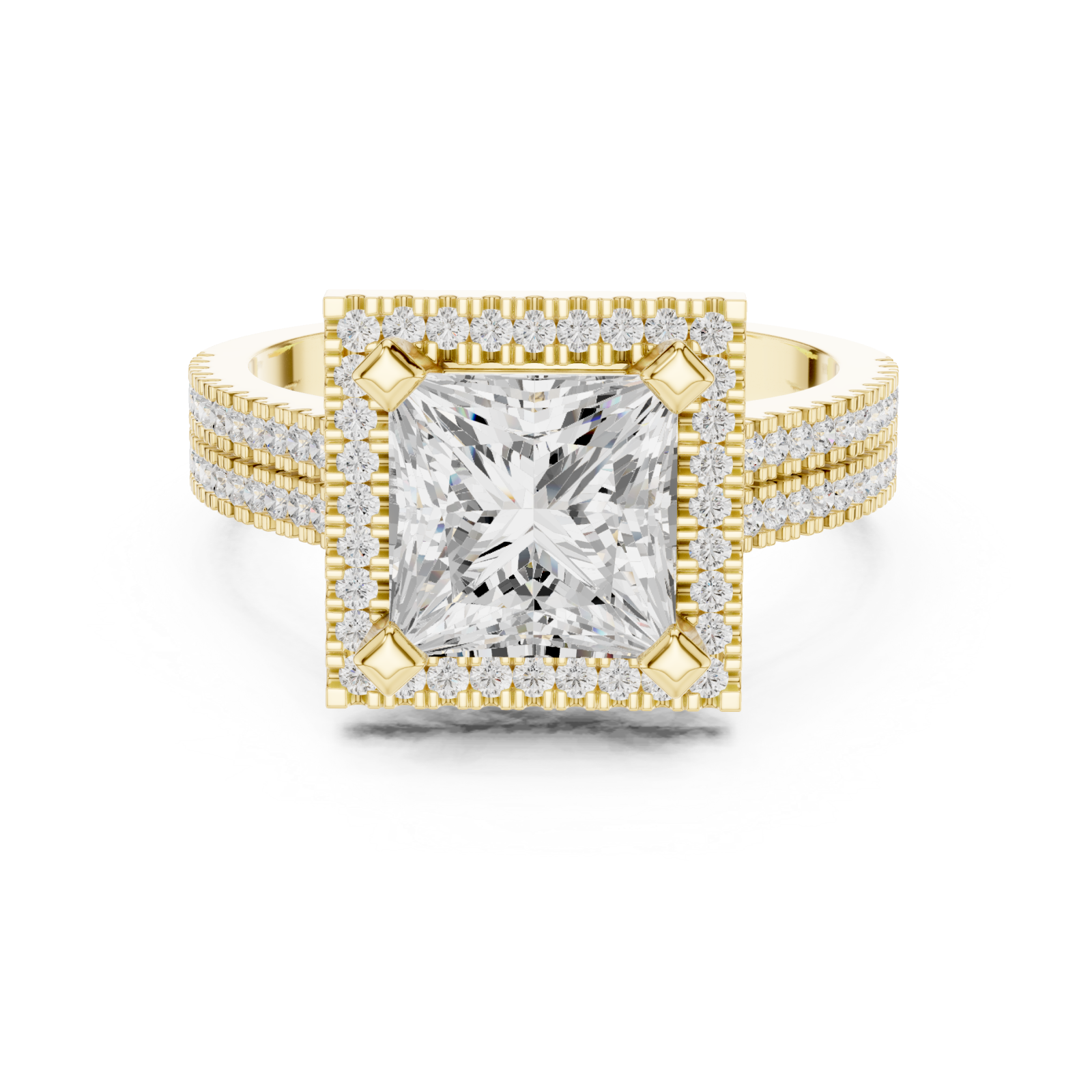  Gold Majestic Square Glow Ring Front View