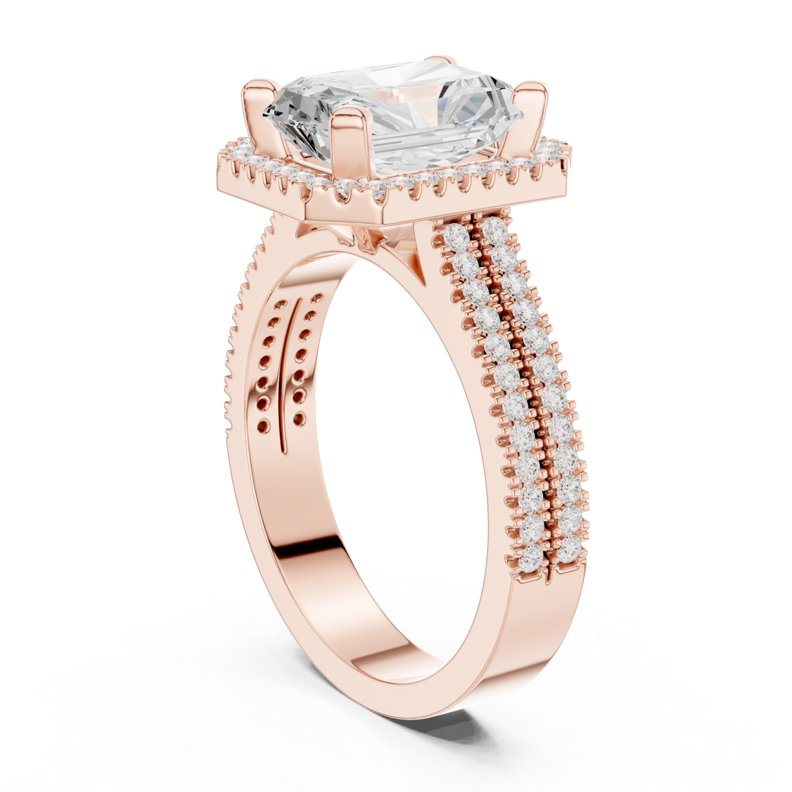  Rose Gold Radiant Pavé Embrace Ring Left View