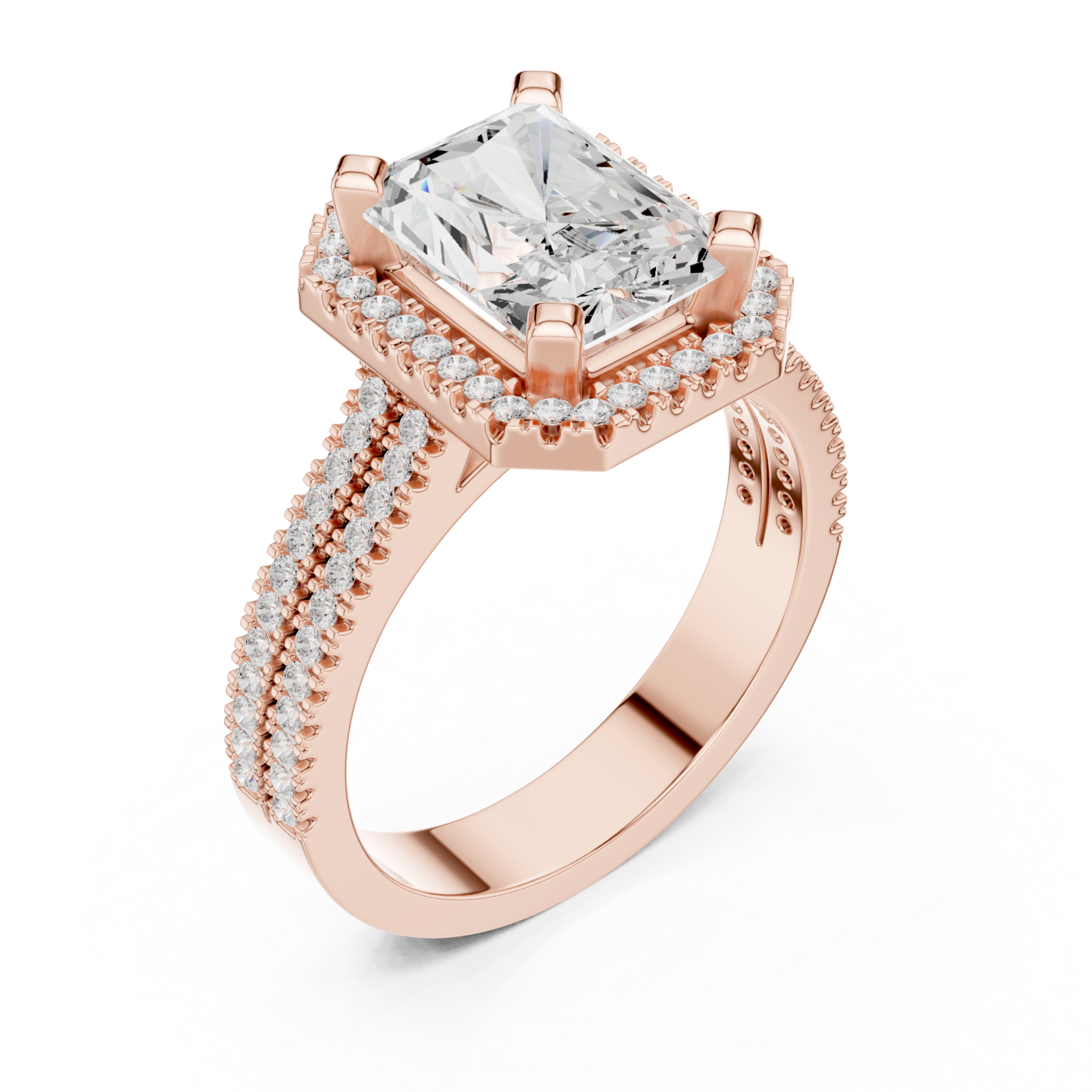  Rose Gold Radiant Pavé Embrace Ring Right View