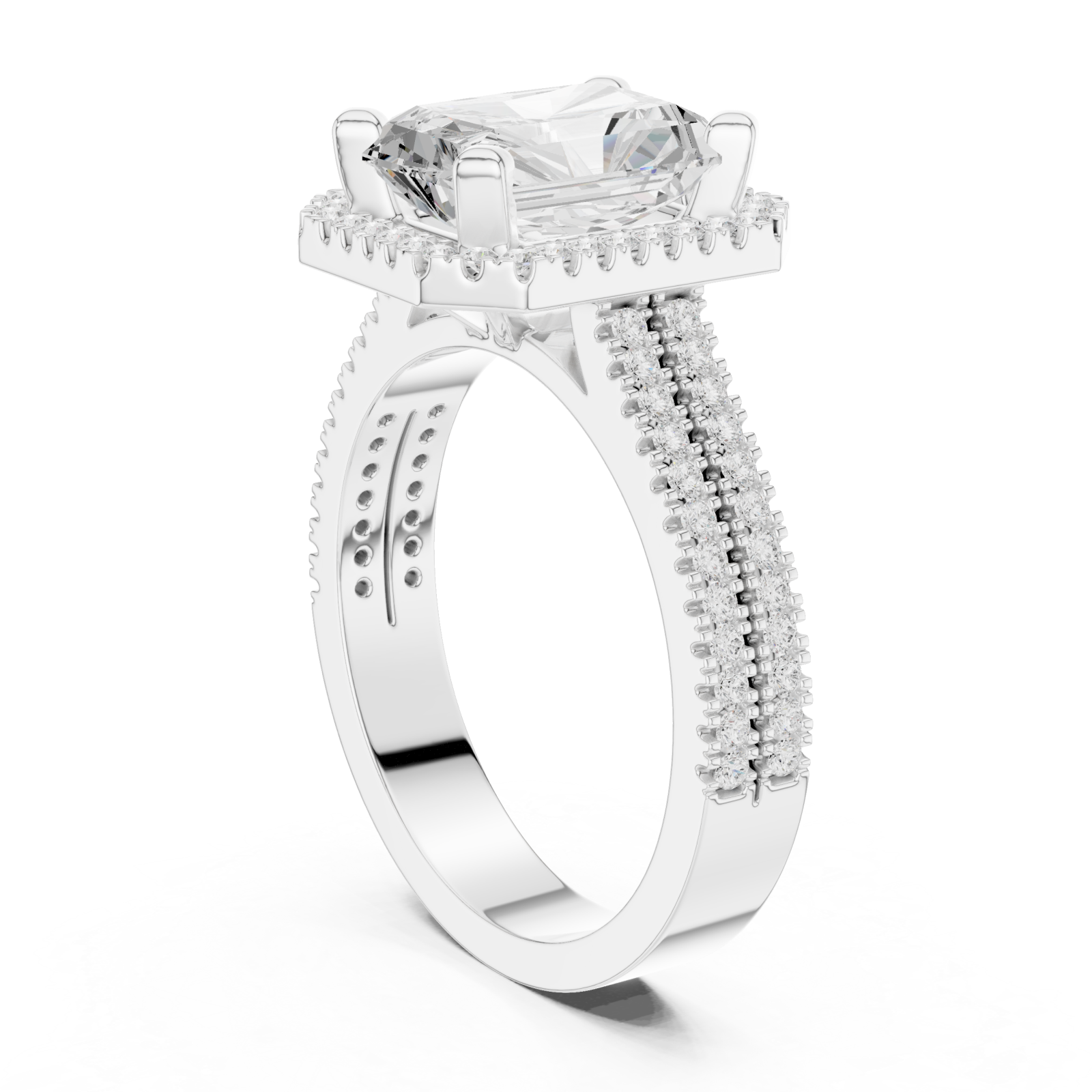  White Gold Radiant Pavé Embrace Ring Left View