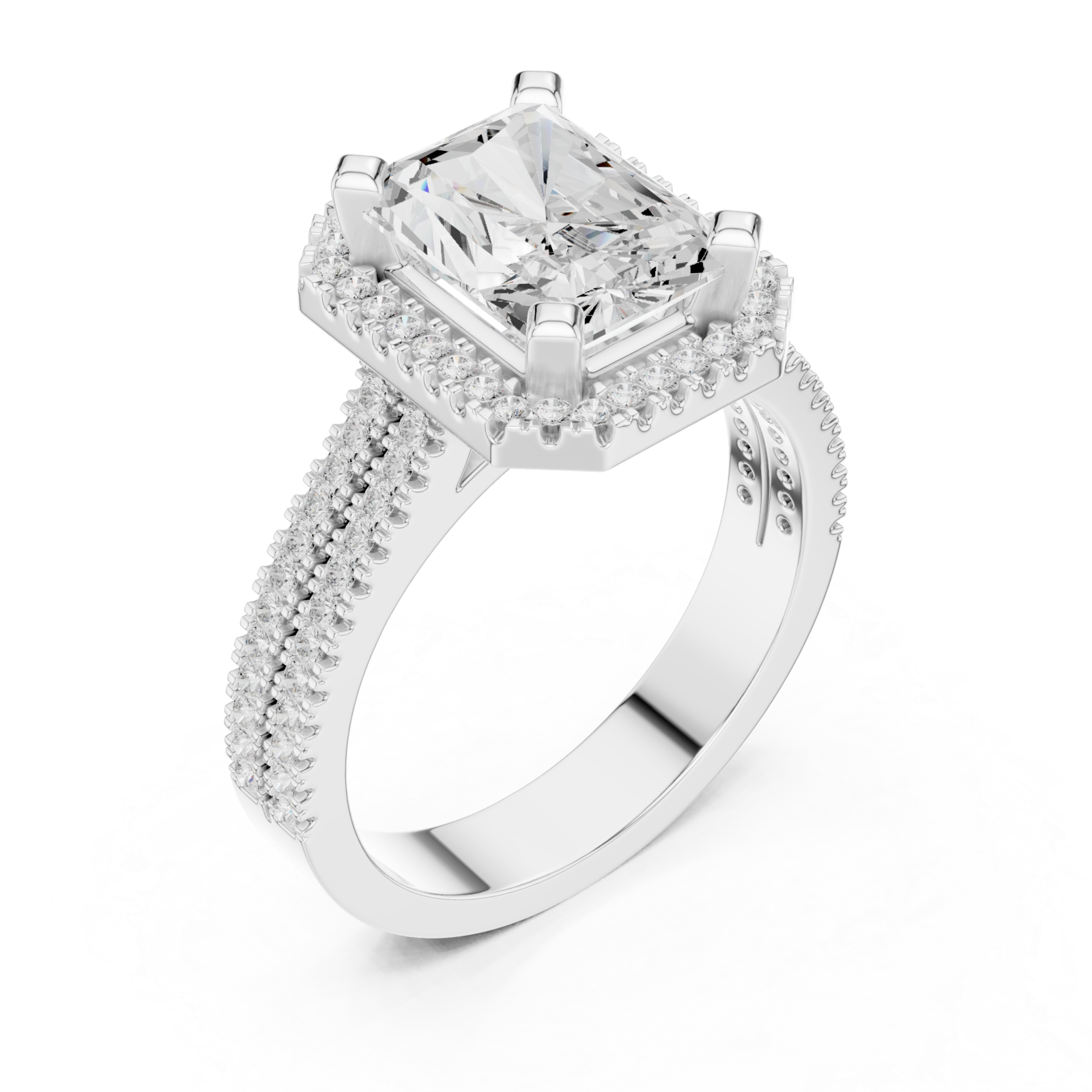  White Gold Radiant Pavé Embrace Ring Right View