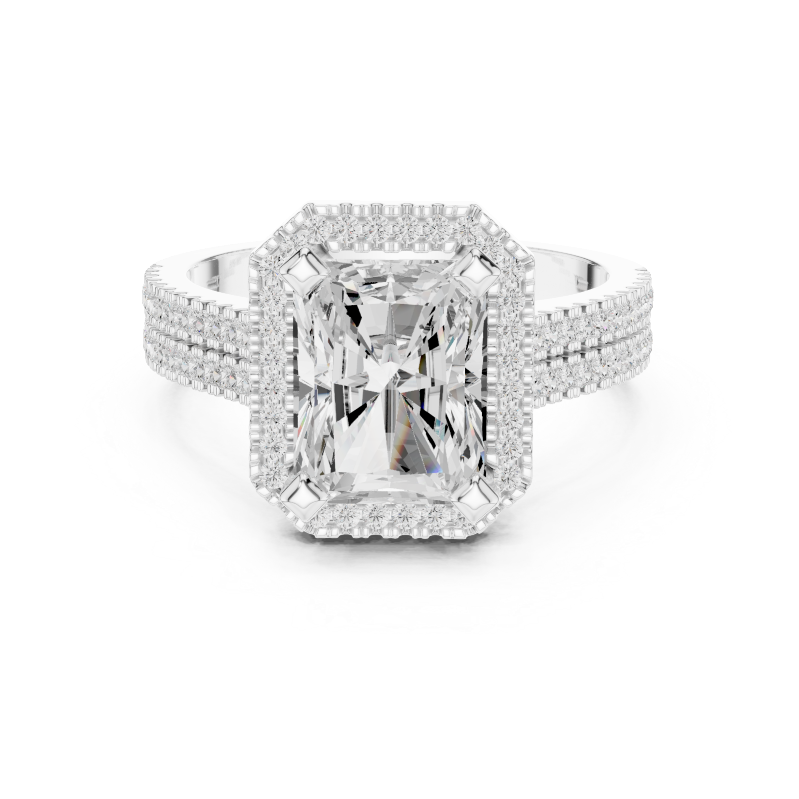  White Gold Radiant Pavé Embrace Ring Front View