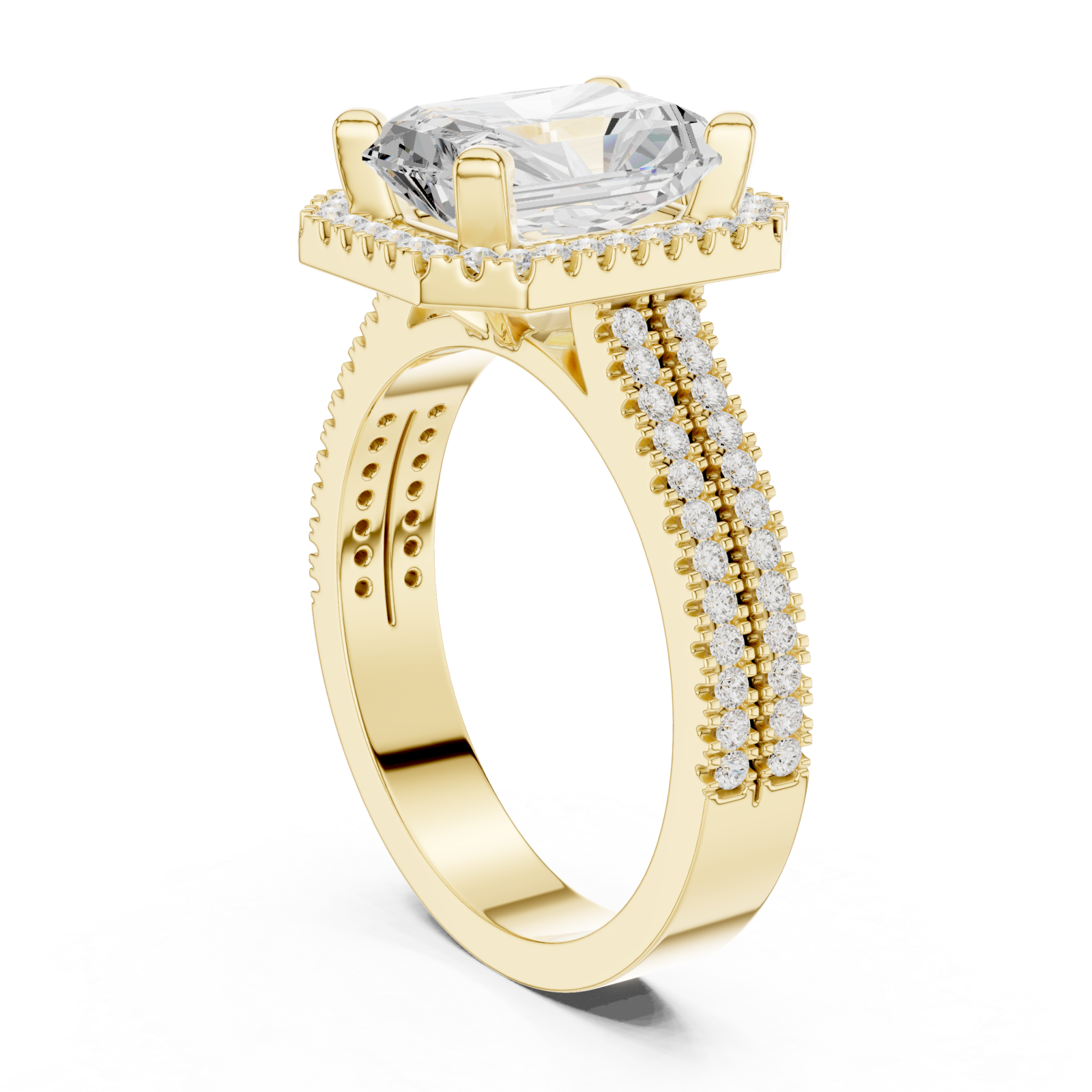 Gold Radiant Pavé Embrace Ring Left View