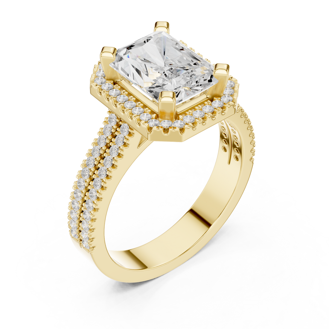 Gold Radiant Pavé Embrace Ring Right View