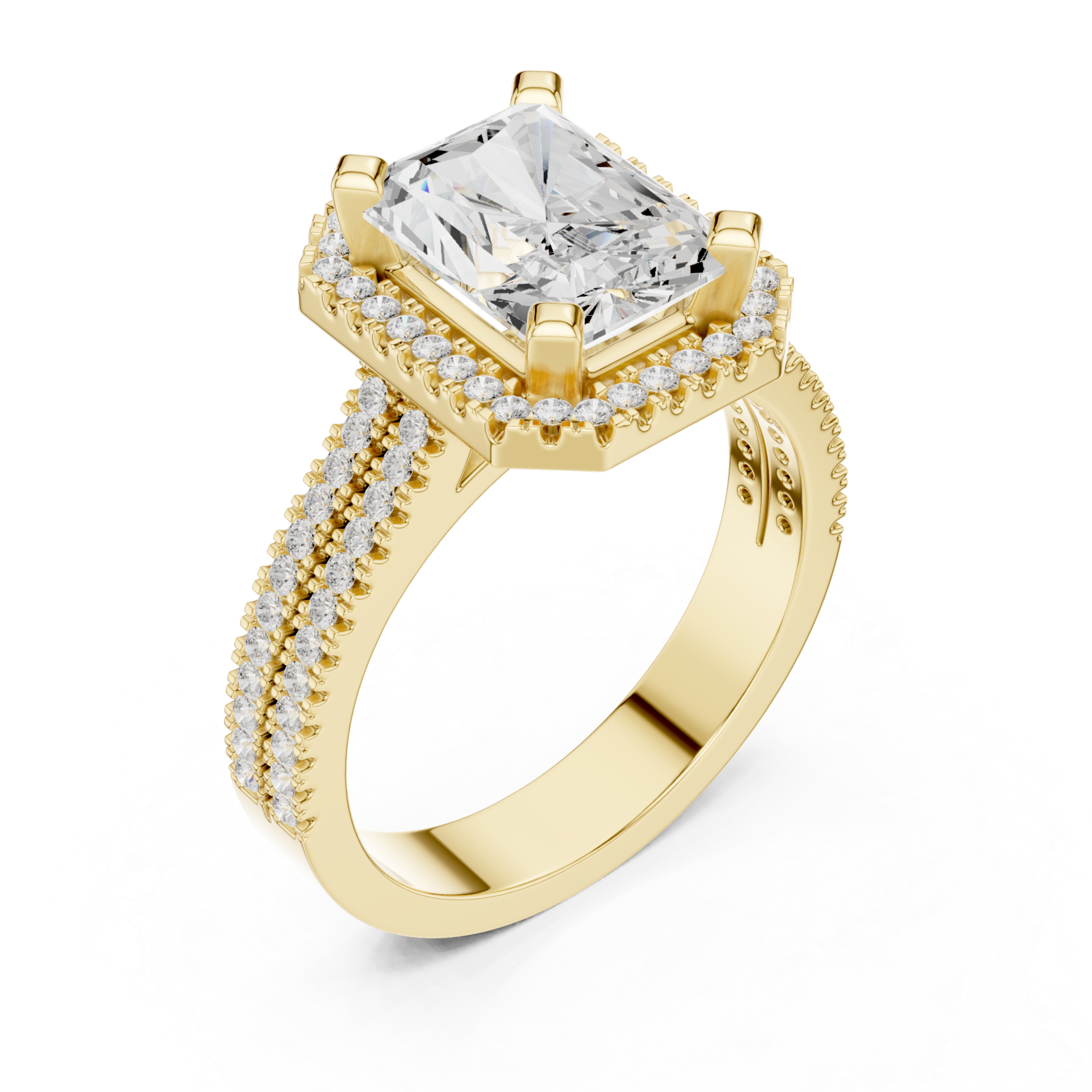 Gold Radiant Pavé Embrace Ring Right View