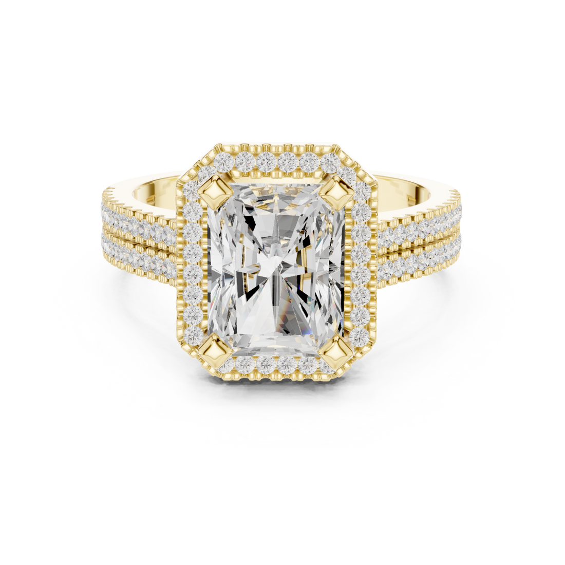 Gold Radiant Pavé Embrace Ring Right View