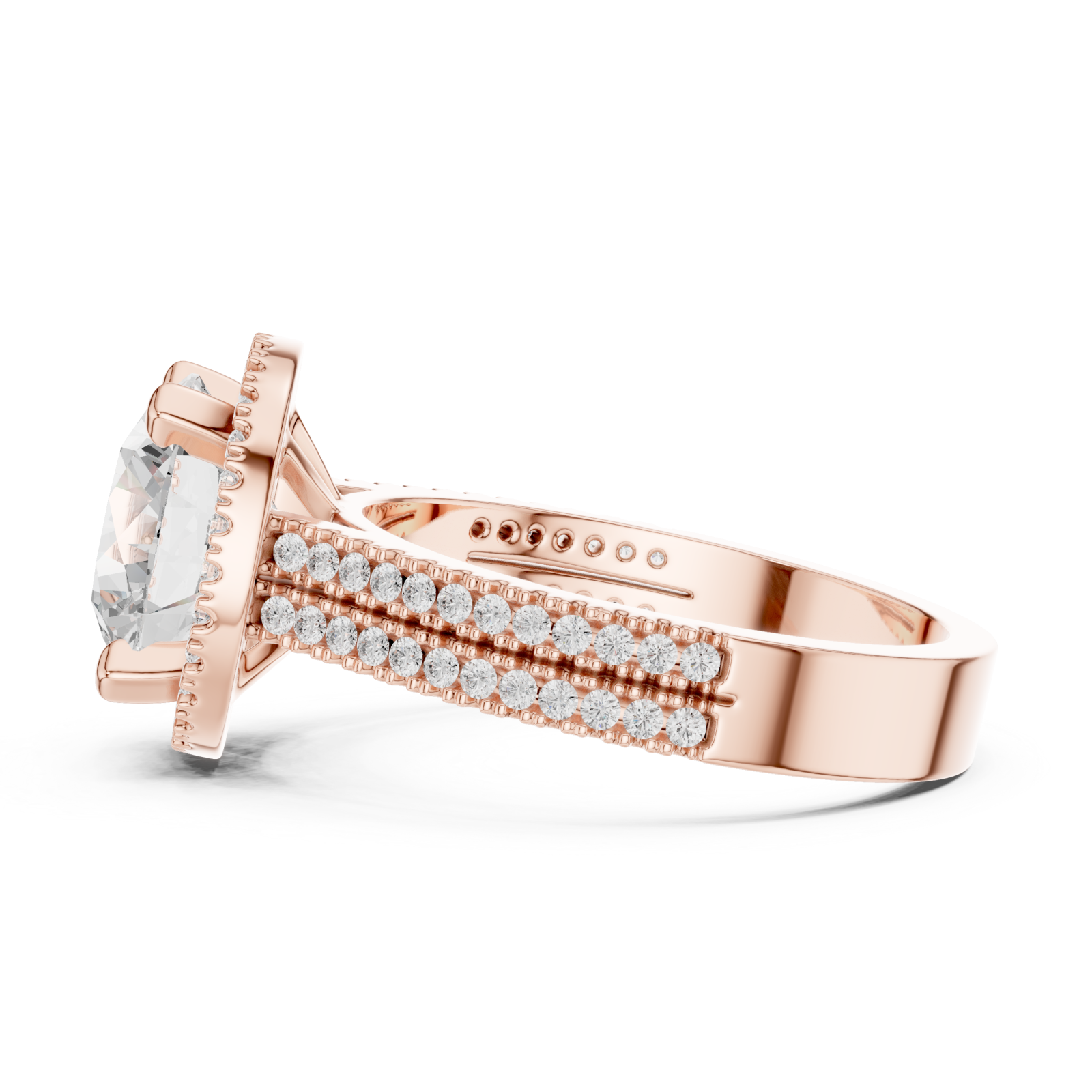  Rose Gold Luminous Halo Band Ring Side View