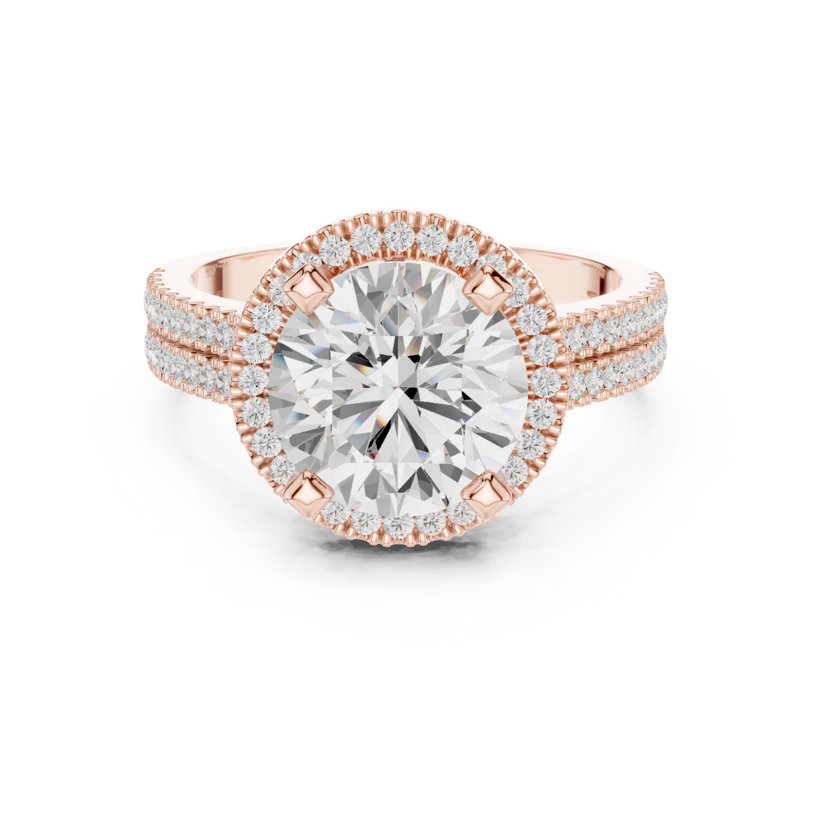  Rose Gold Luminous Halo Band Ring Front View