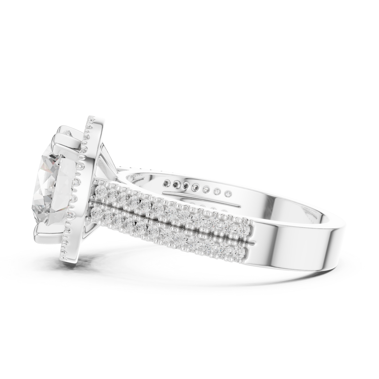  White Gold Luminous Halo Band Ring Side View