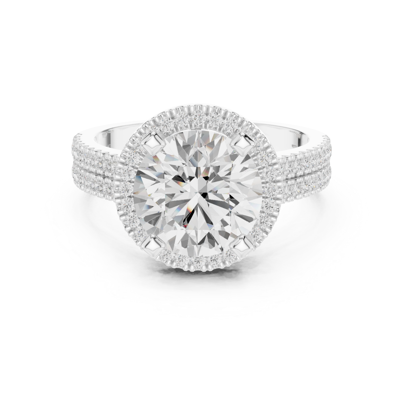  White Gold Luminous Halo Band Ring Front View