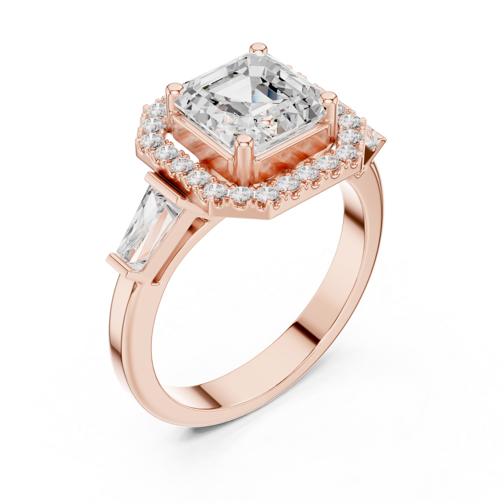  Rose Gold Modern Empress Regal Cushion Band Ring Right View
