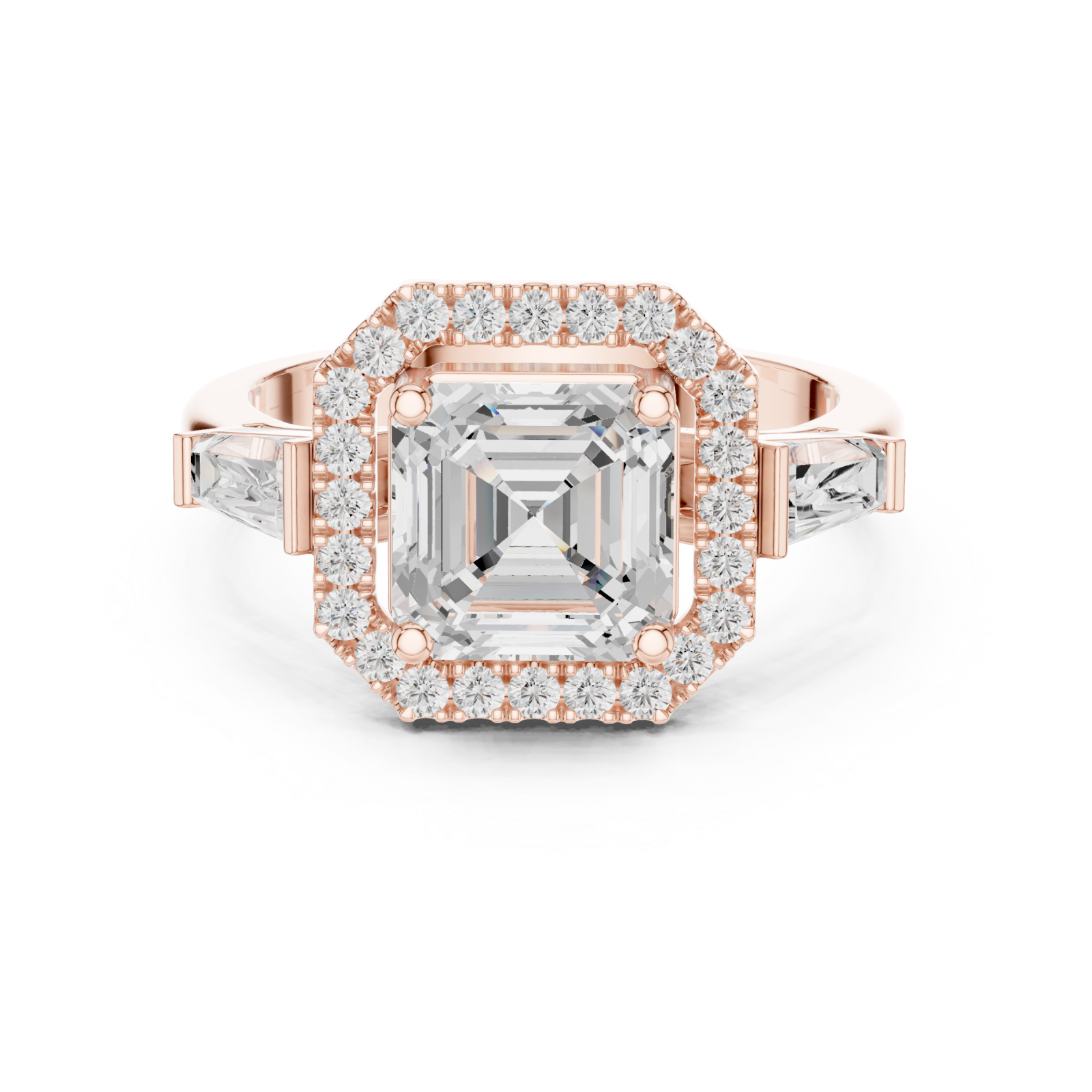  Rose Gold Modern Empress Regal Cushion Band Ring Front View