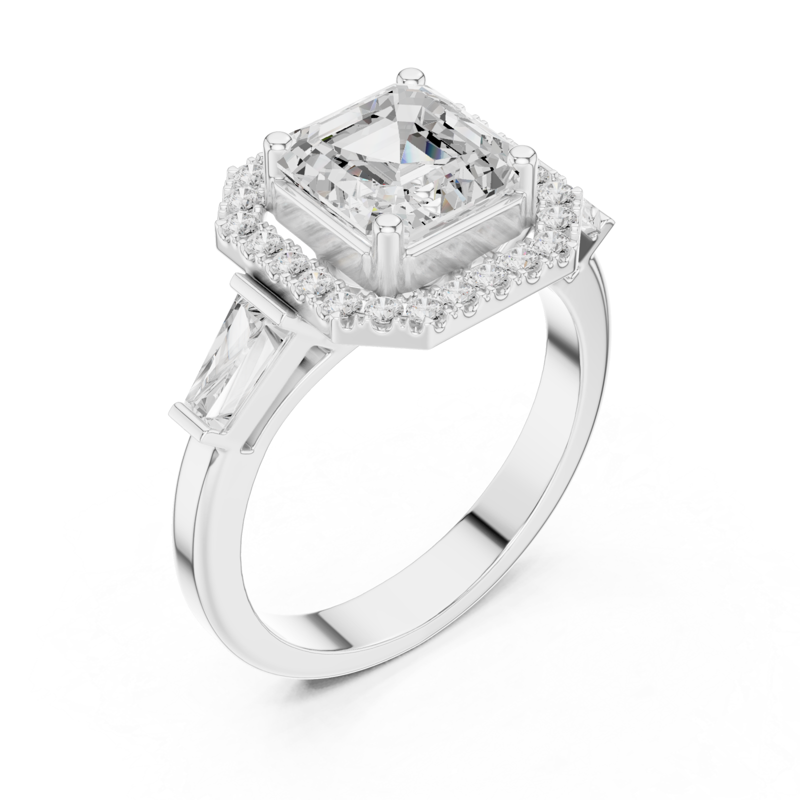  White Gold Modern Empress Regal Cushion Band Ring Right View