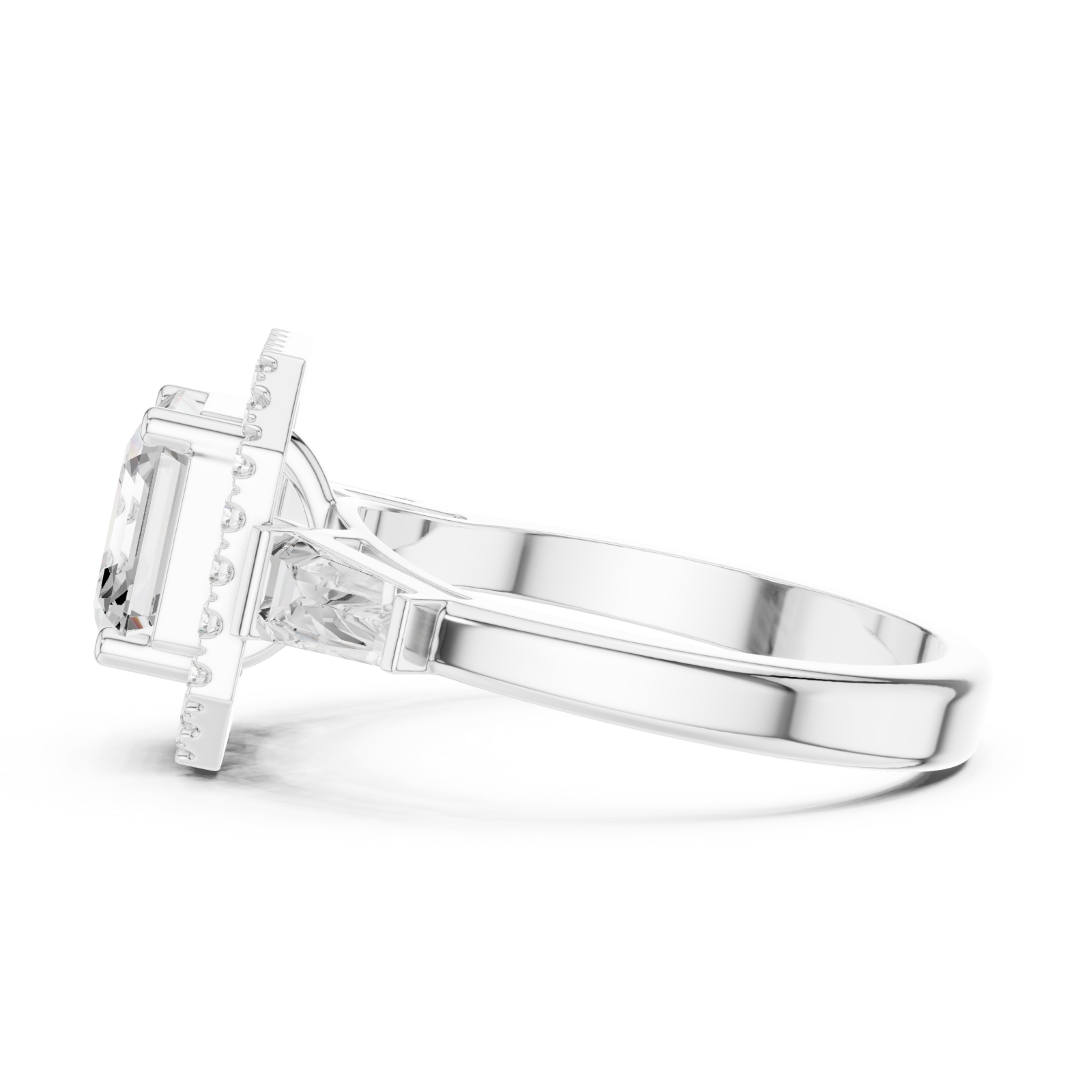  White Gold Modern Empress Regal Cushion Band Ring Side View
