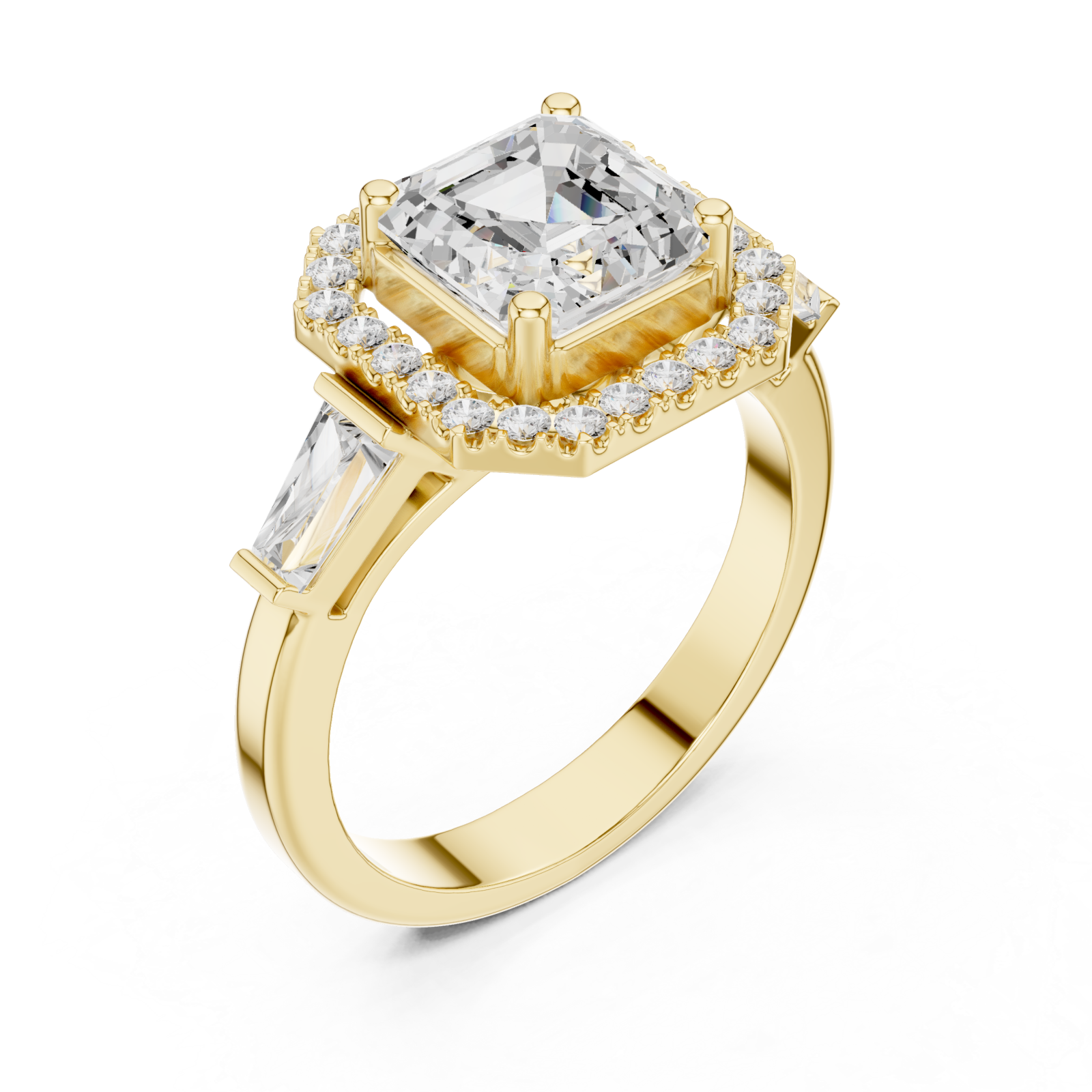 Gold Modern Empress Regal Cushion Band Ring Right View