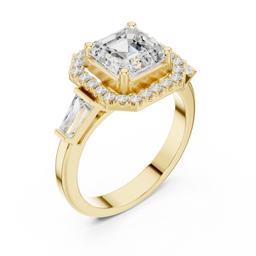 Gold Modern Empress Regal Cushion Band Ring Right View