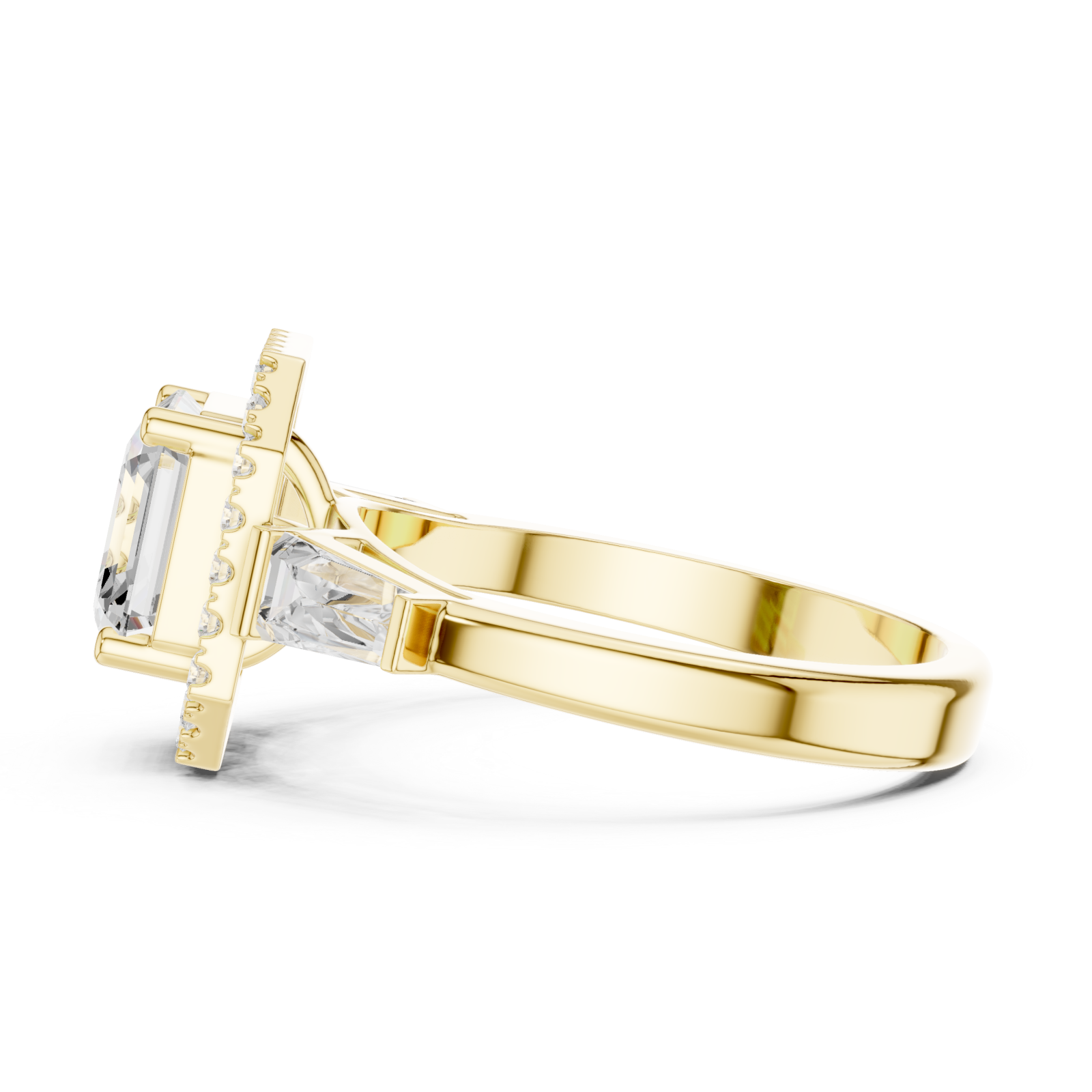  Gold Modern Empress Regal Cushion Band Ring Side View