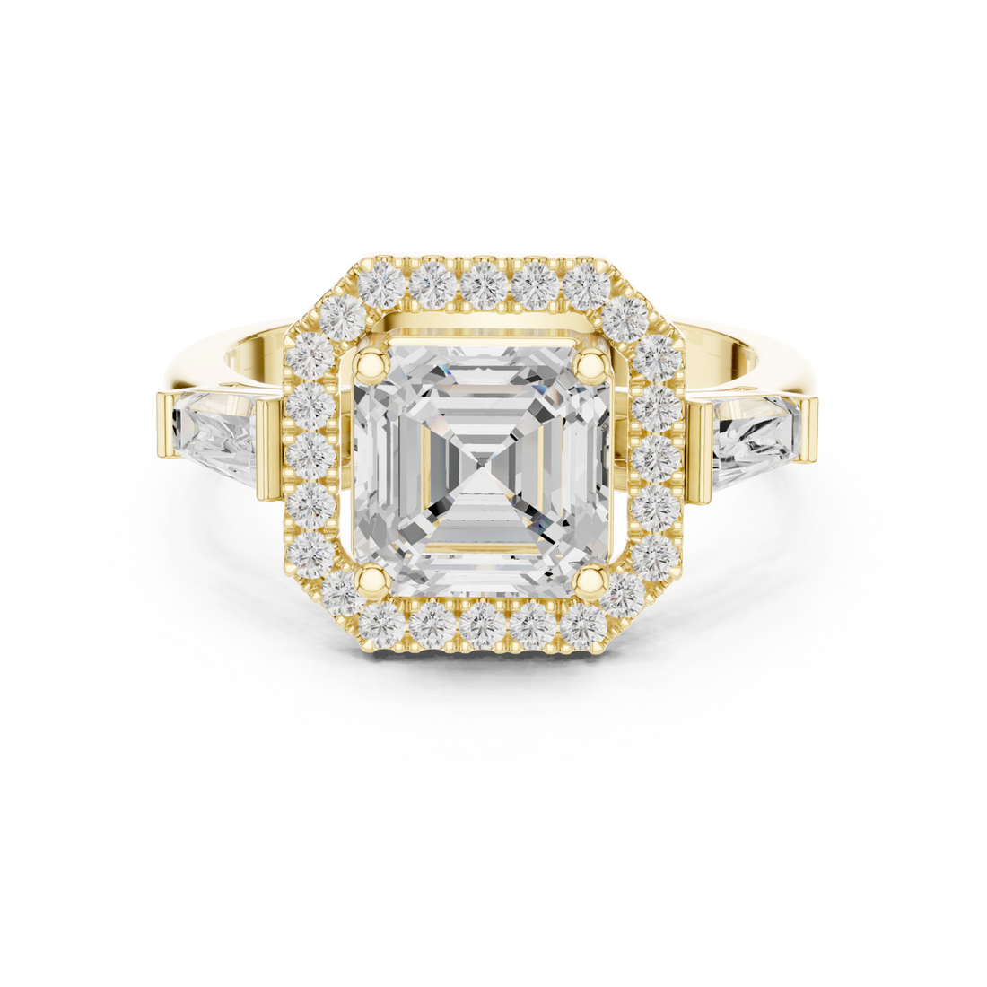 Gold Modern Empress Regal Cushion Band Ring Right View