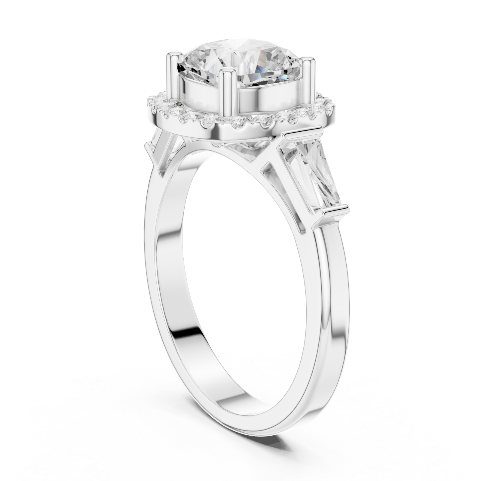  White Gold Glistening Petal Crown Ring Left View