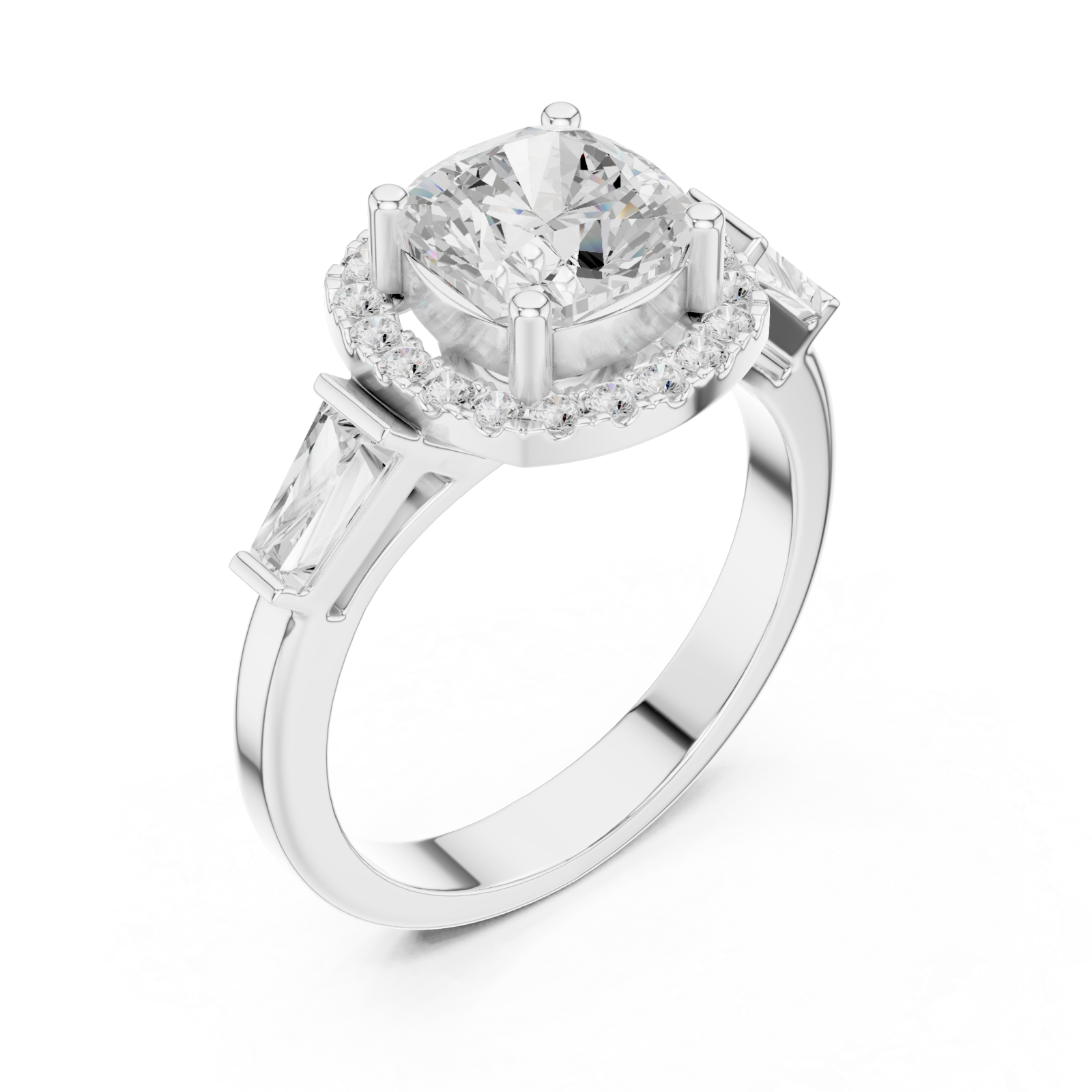  White Gold Glistening Petal Crown Ring Right View