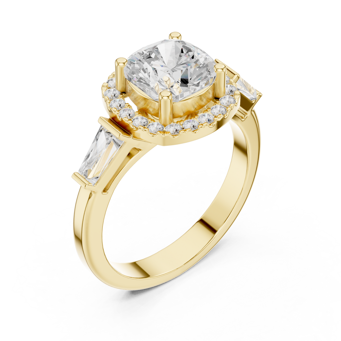 Gold Glistening Petal Crown Ring Right View
