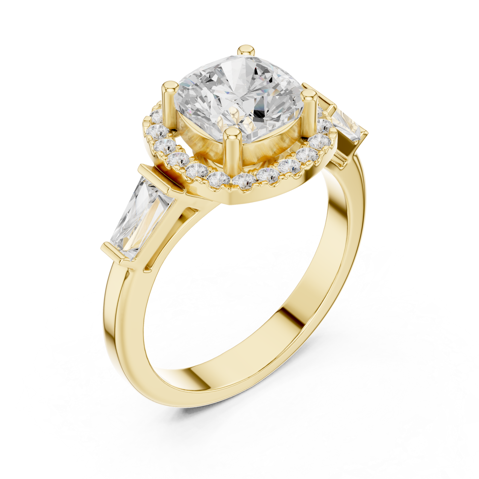 Gold Glistening Petal Crown Ring Right View